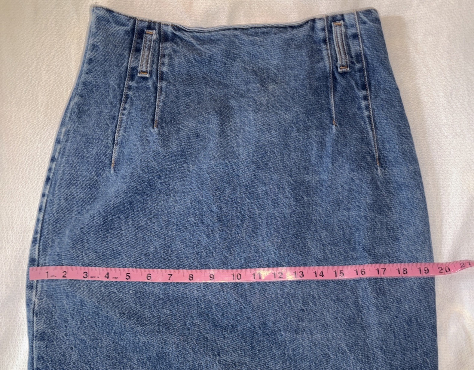VTG 80s Stuffed Shirt Jeanswear Denim Maxi Skirt Made USA Bronze Snaps Sz 13/14