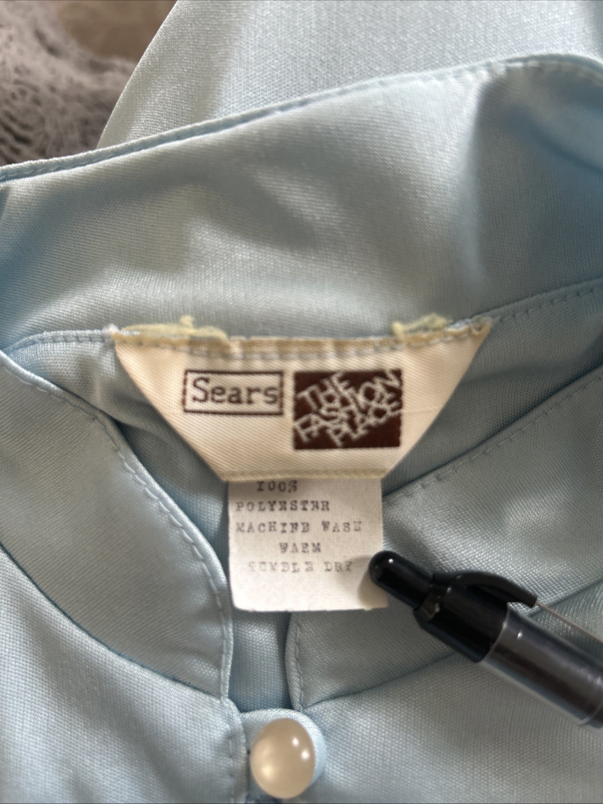 Vintage 1970’s Sears The Fashion Place Silky Baby Blue Disco Dress Vtg. Size 12