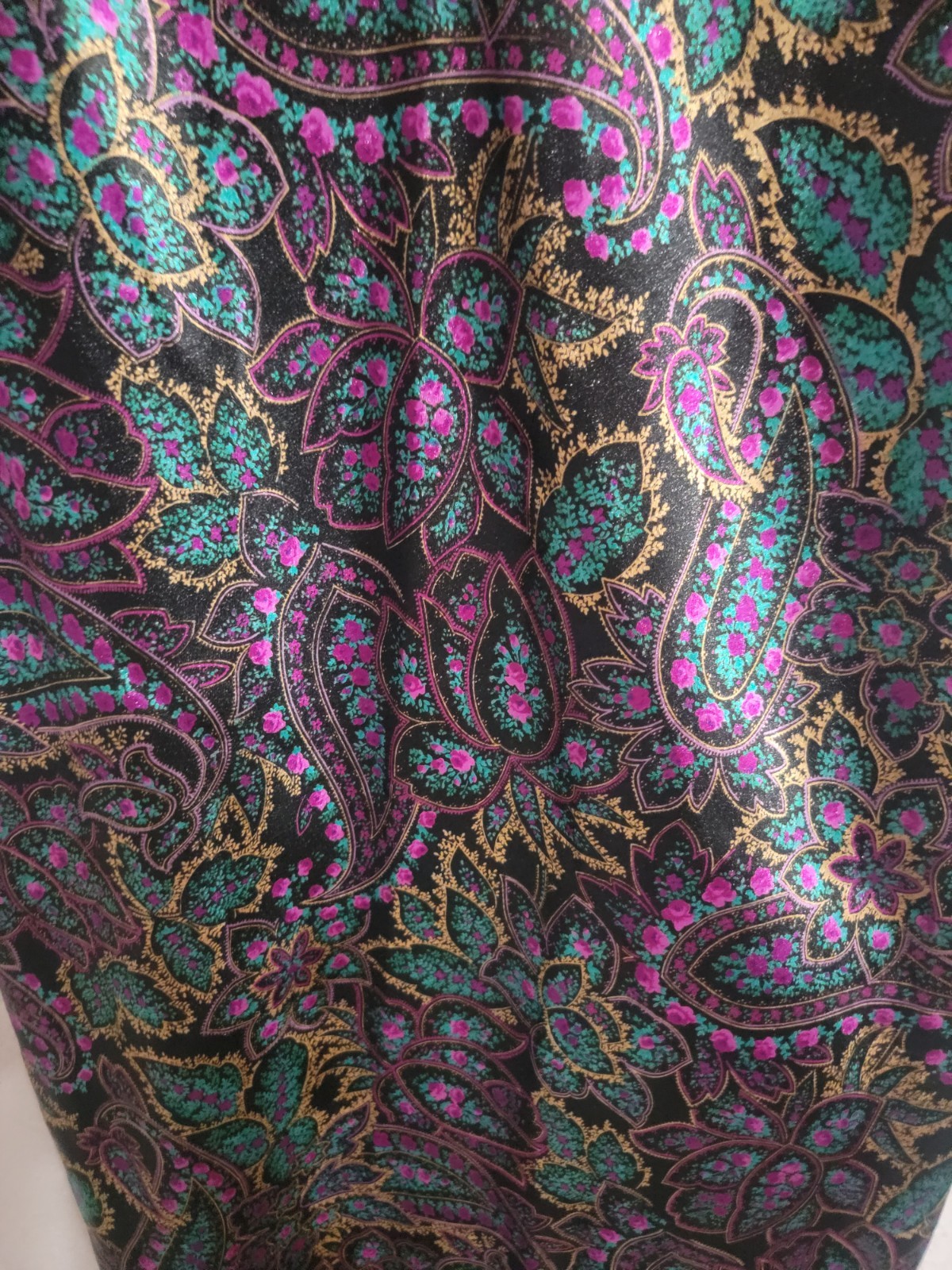 Vintage Circa 2000 Paisley Robe Camisole Set 2XL Made in USA Satin Lingerie 2pc