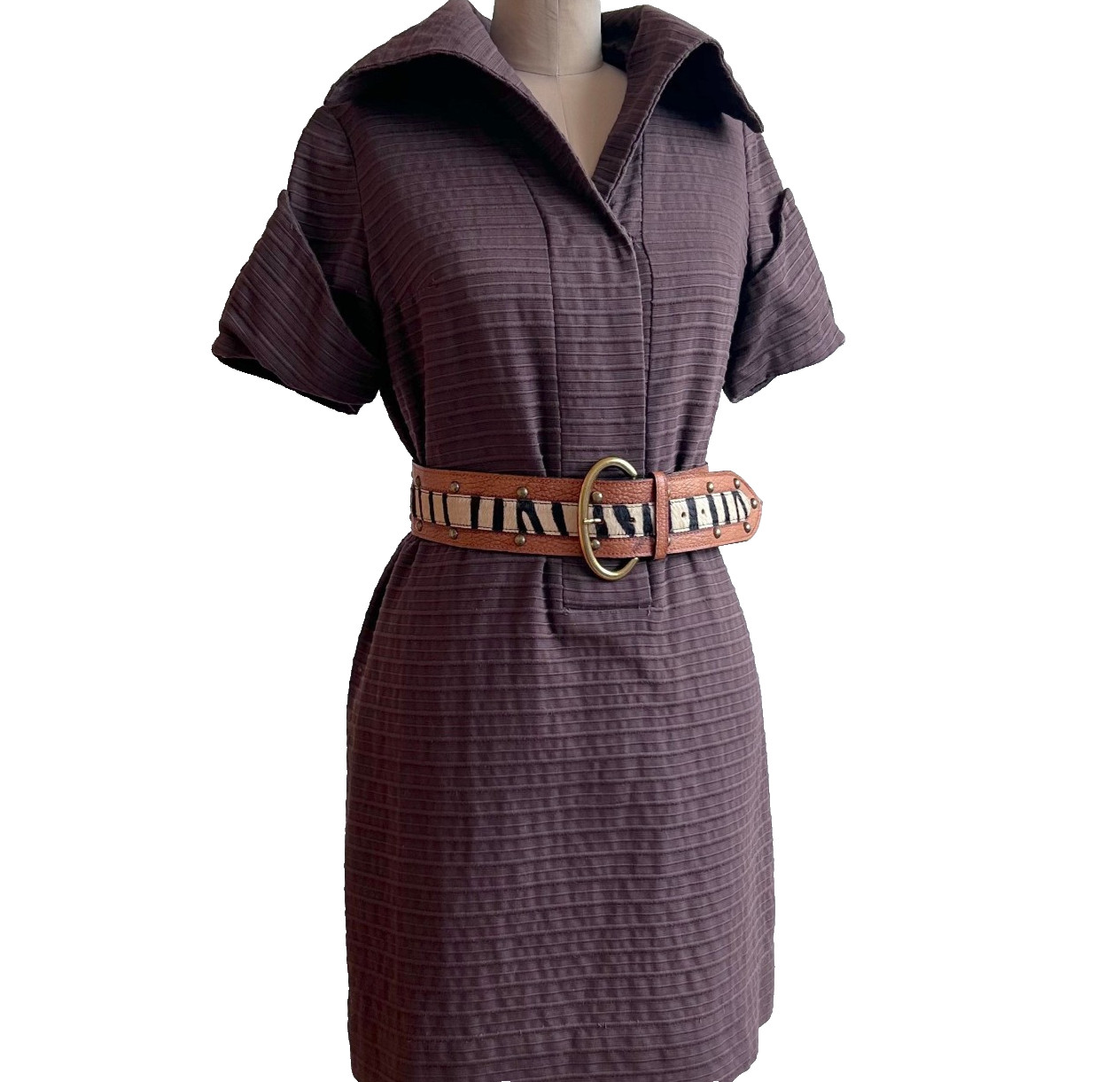 Vintage Summer Dress Ulla Vicki Cooper Brown Cotton Belted