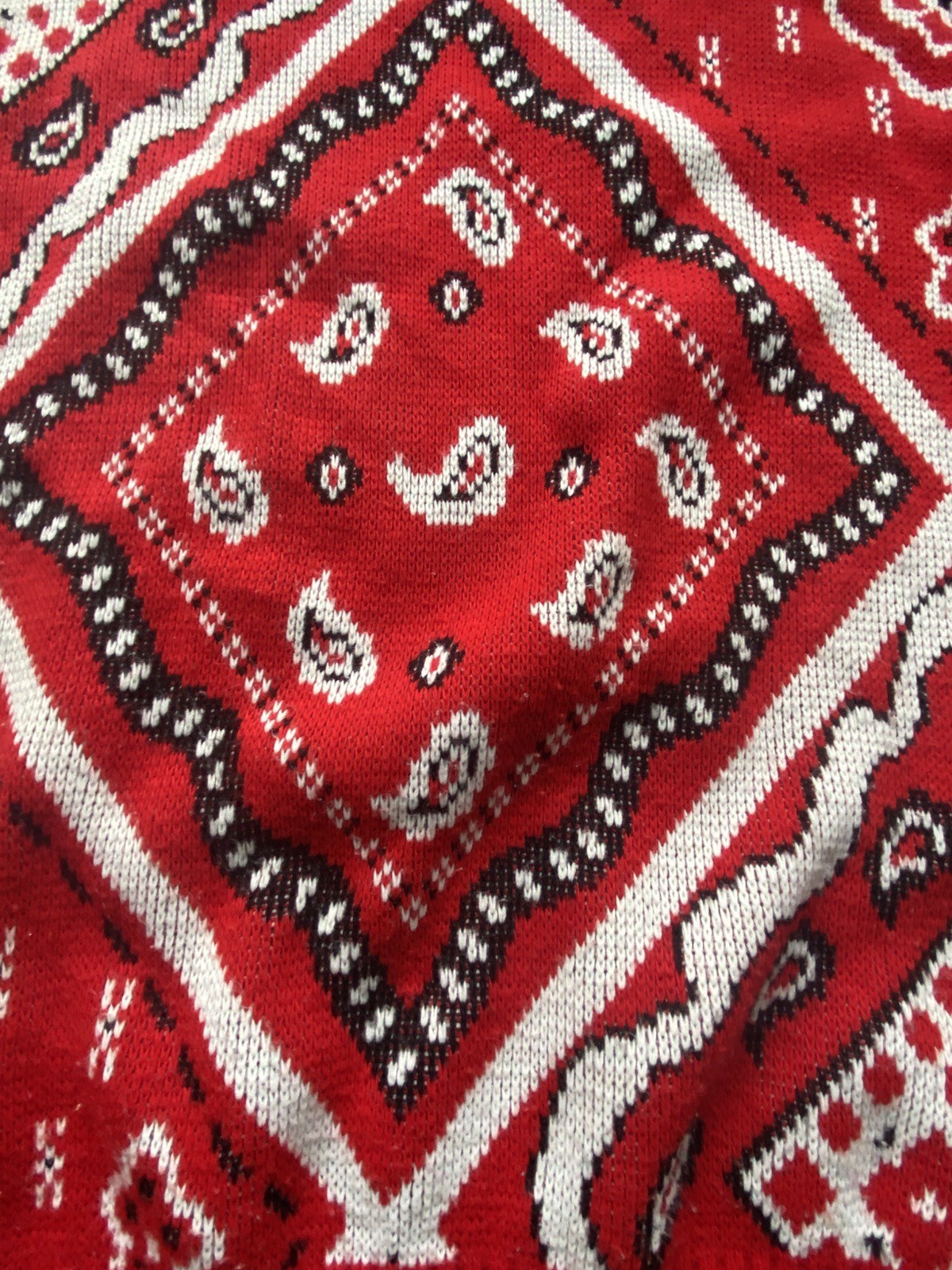 Traffic Jam Vintage Sweater Bandana Red Western Size M? Acrylic USA