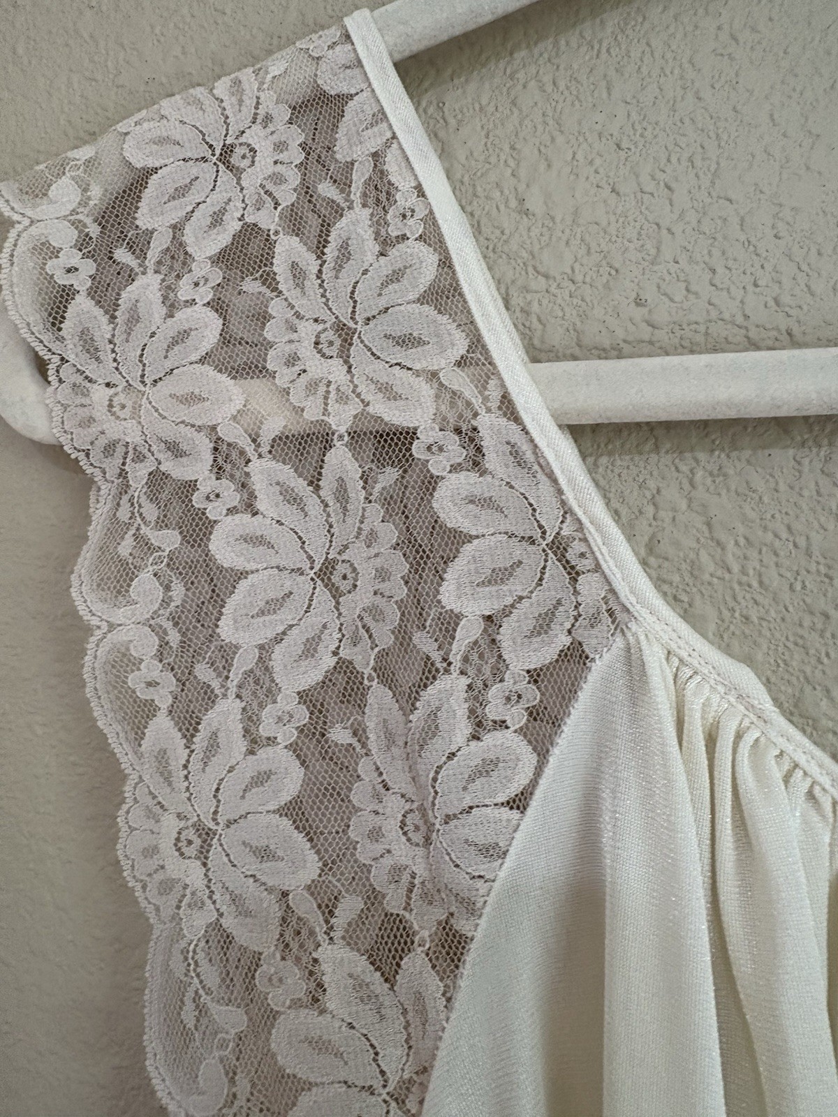 VTG Jill Andrea of New York Nightgown M Beige Nylon USA Lingerie Sheer Demure