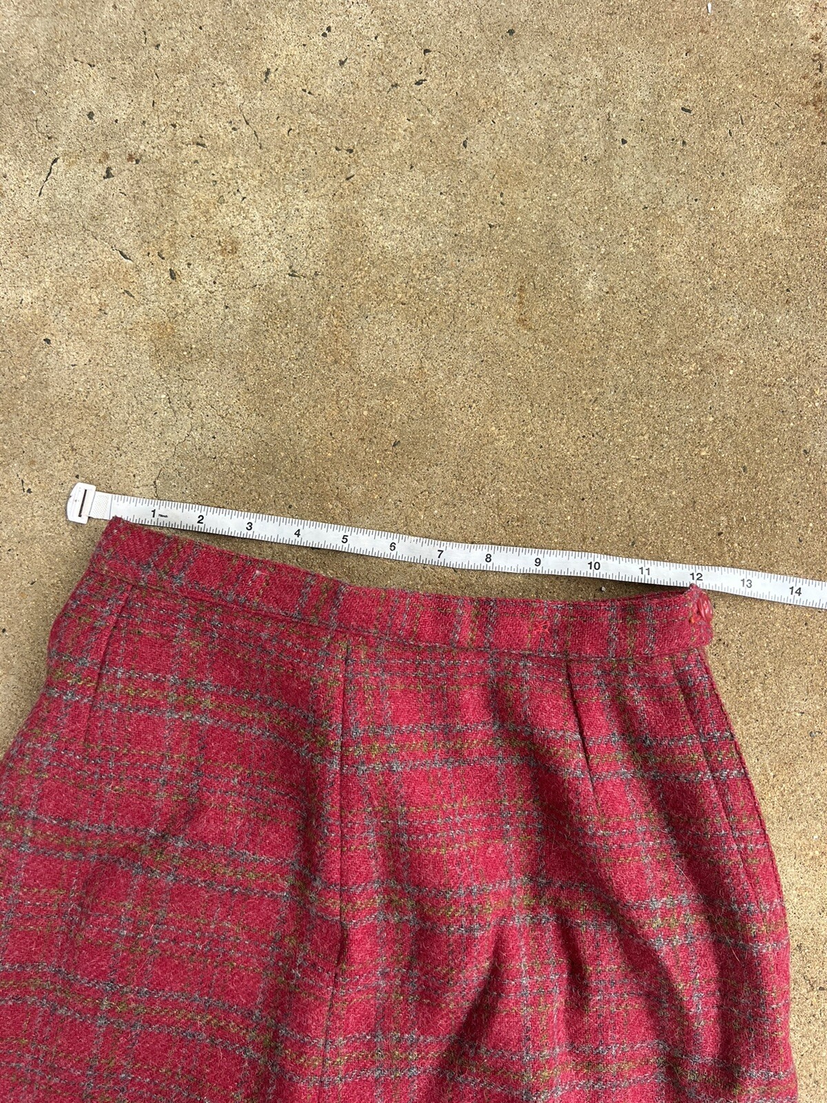 Vintage 1960s/1970s Pink Plaid Mini Skirt Wool Ah! Austin Hill XS Mod Preppy