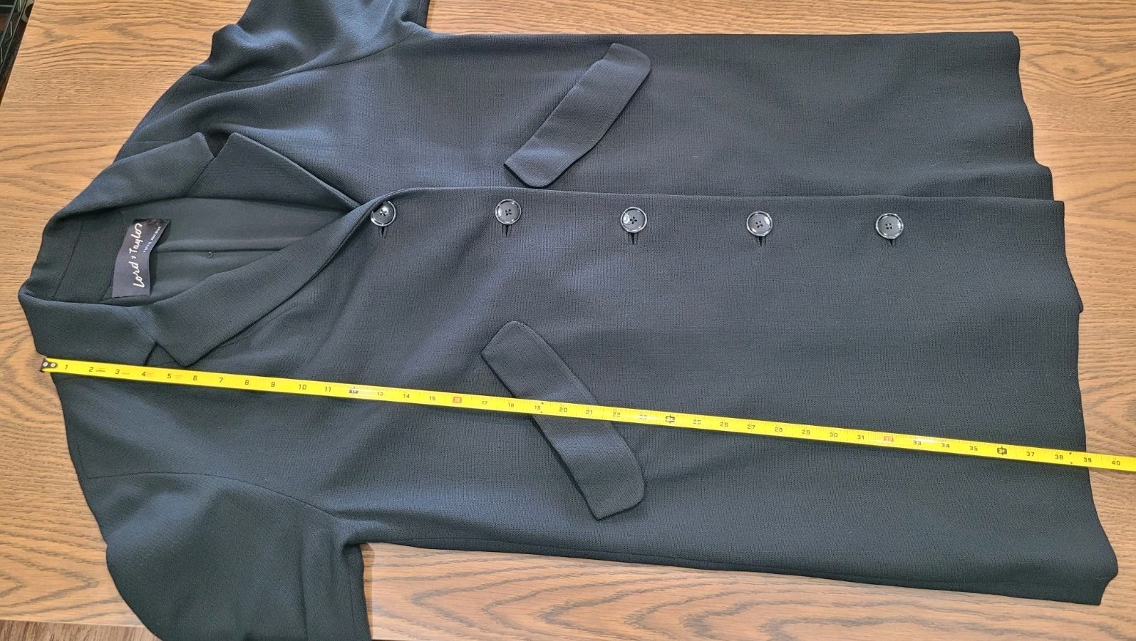 50s? Lord & Taylor Dress Coat Black Forstmann 100% Virgin Wool Large L?