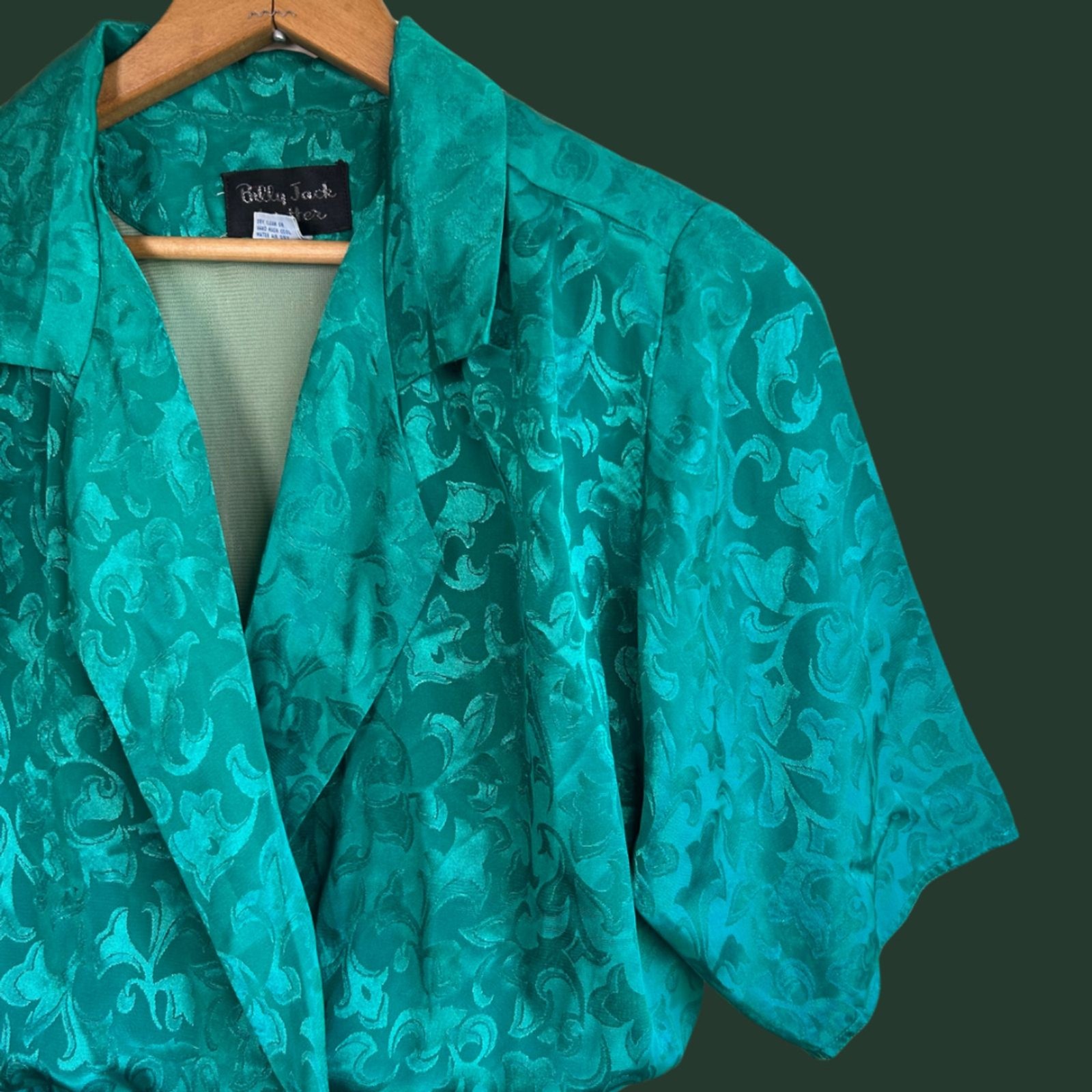 Vintage 70s Billy Jack for Her Embossed Lined Satin Dress