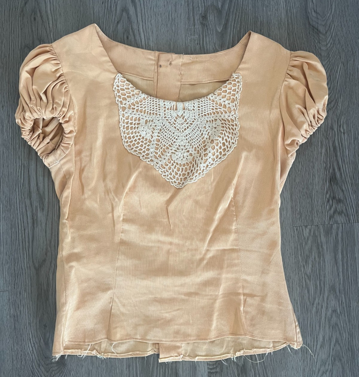 1960’s Vintage Yellow & Cream Blouse Crochet Cottage Core Coquette Ballet