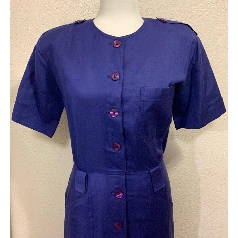 The Kollection LTD Vintage 70s Purple Retro Button Maxi Dress Women’s 28W