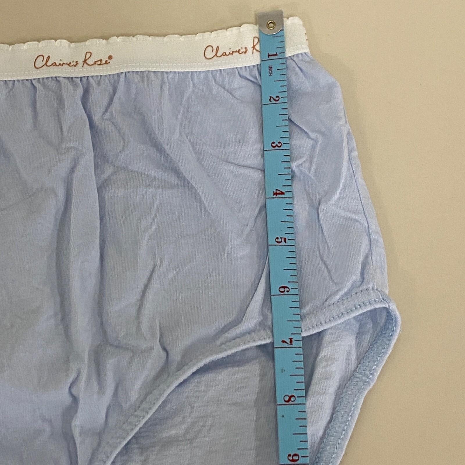 Vintage Granny Panties Size 8 Blue Cotton Briefs Claire’s Rose Elastic Waist