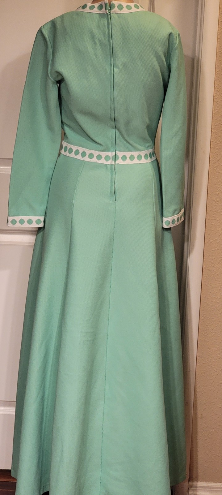 VTG 70s Shady Lane Jonathan Logan Green Mod Knit Maxi Dress