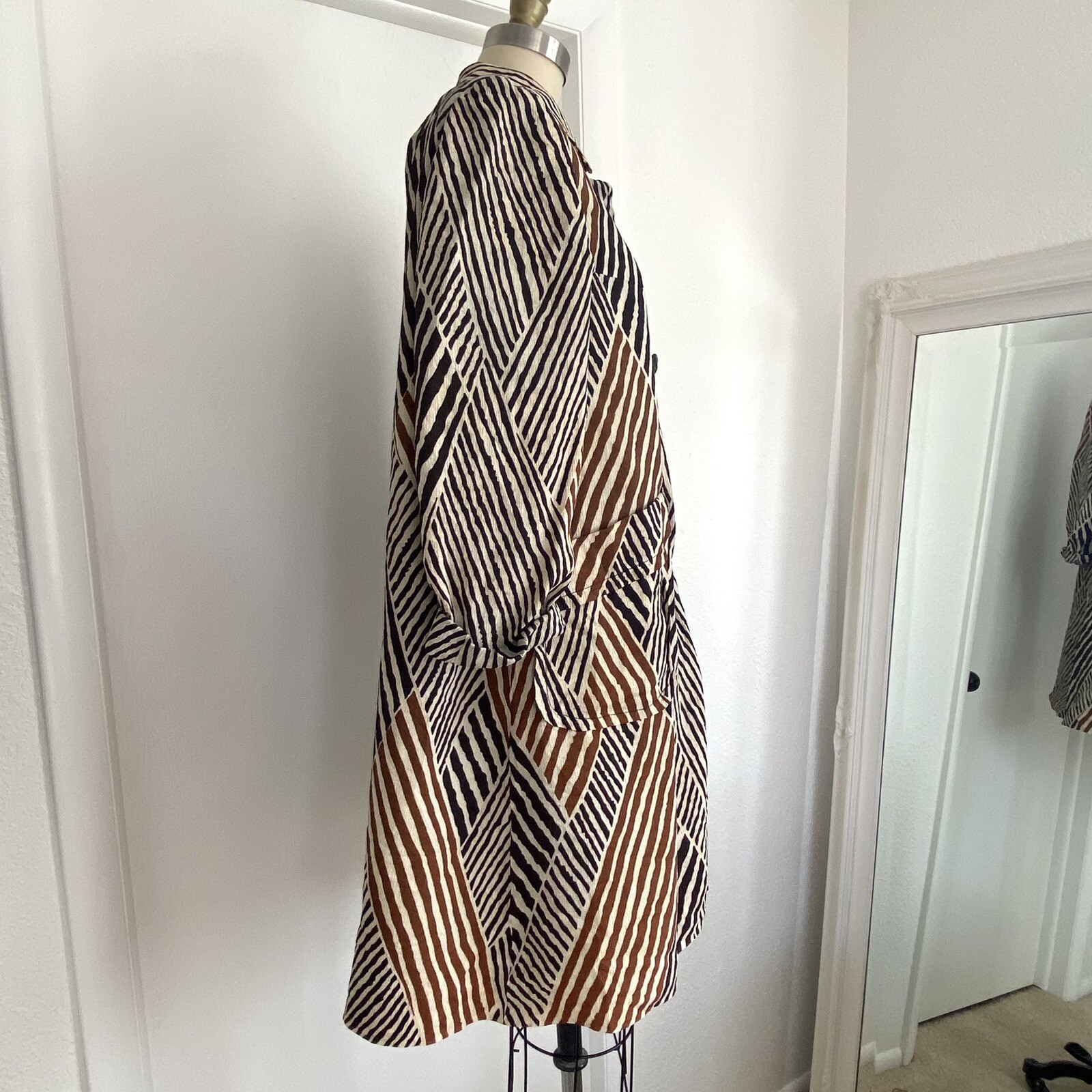 Betty Rose Vintage 1960s Sea-Dry Water Repellent Stripe Button Jacket Coat – M