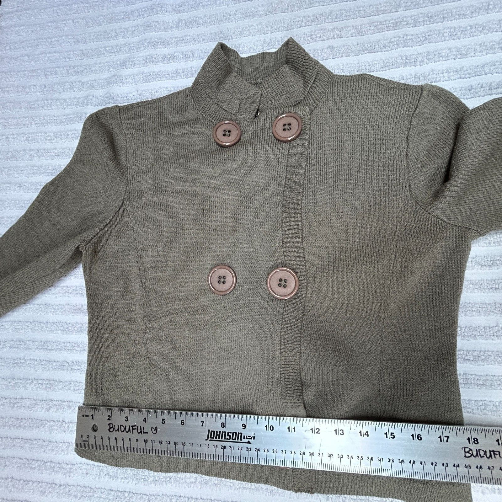 Vintage Don Sayres for Wellmore Double Breasted Knit Cardigan Sweater 8 Brown