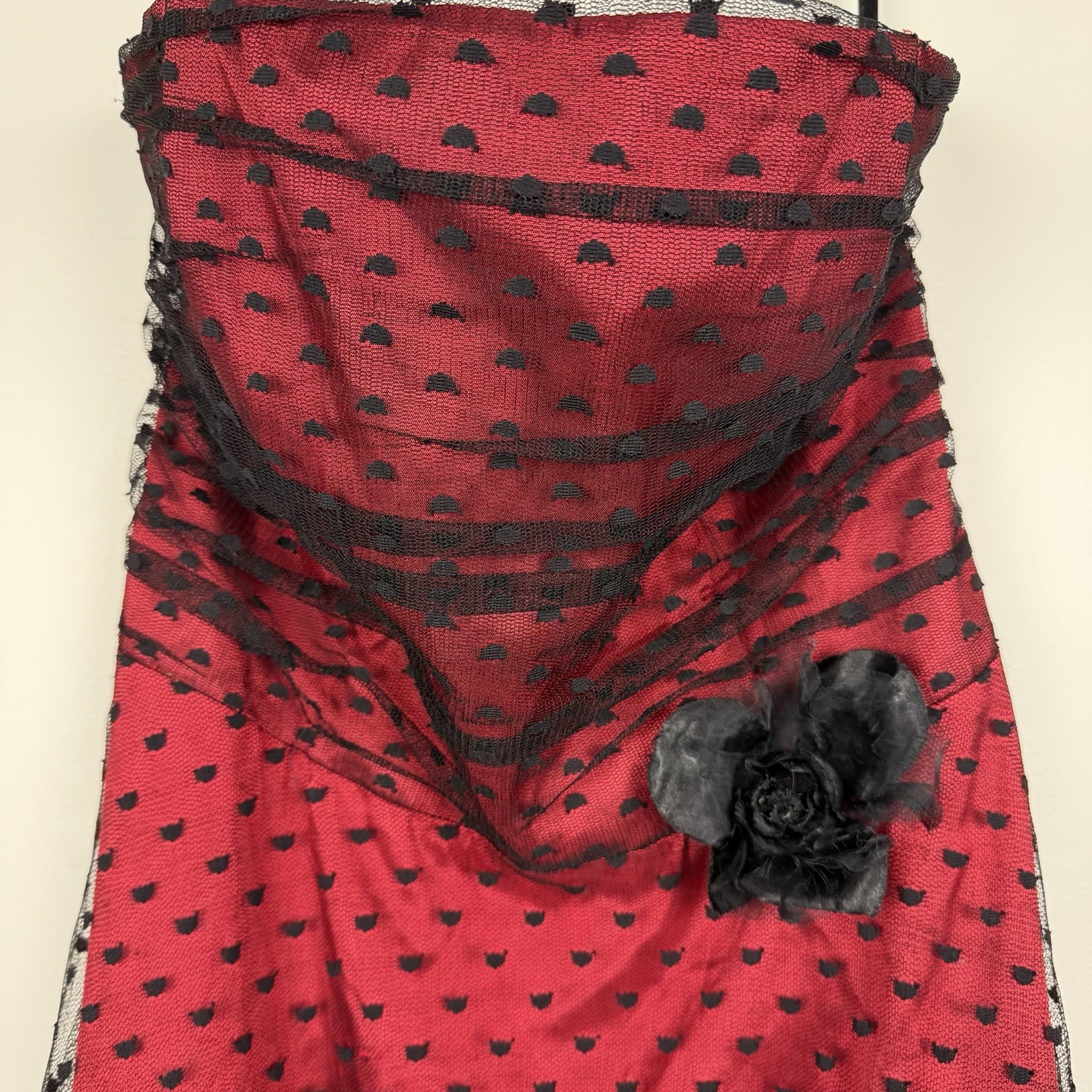 Vintage Scott McClintock Strapless Gown Size 12 Red Black Romantic Whimsigoth