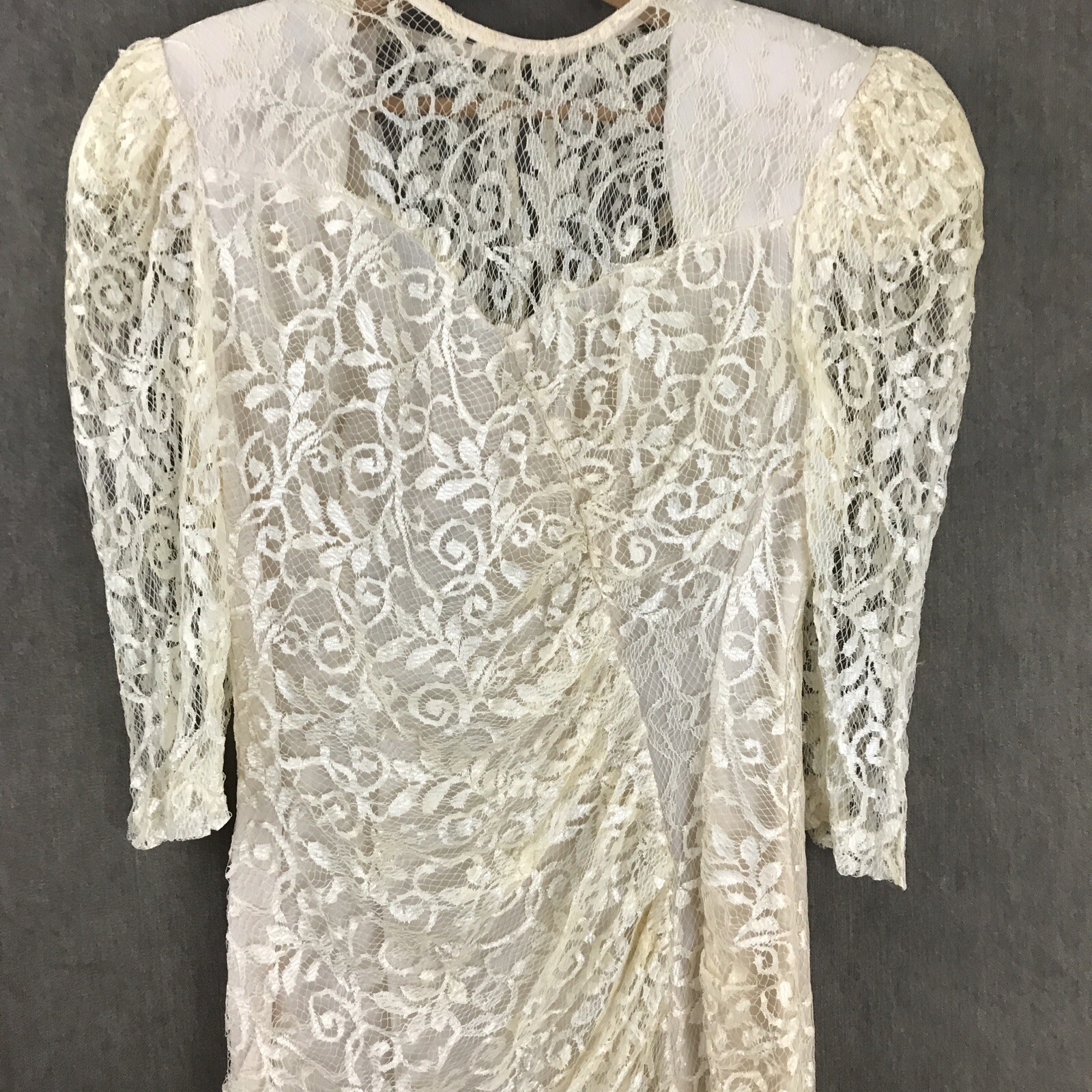 VTG Ala Carte California 80s Cream Color Lace Party Prom Wedding Dress Size 7/8