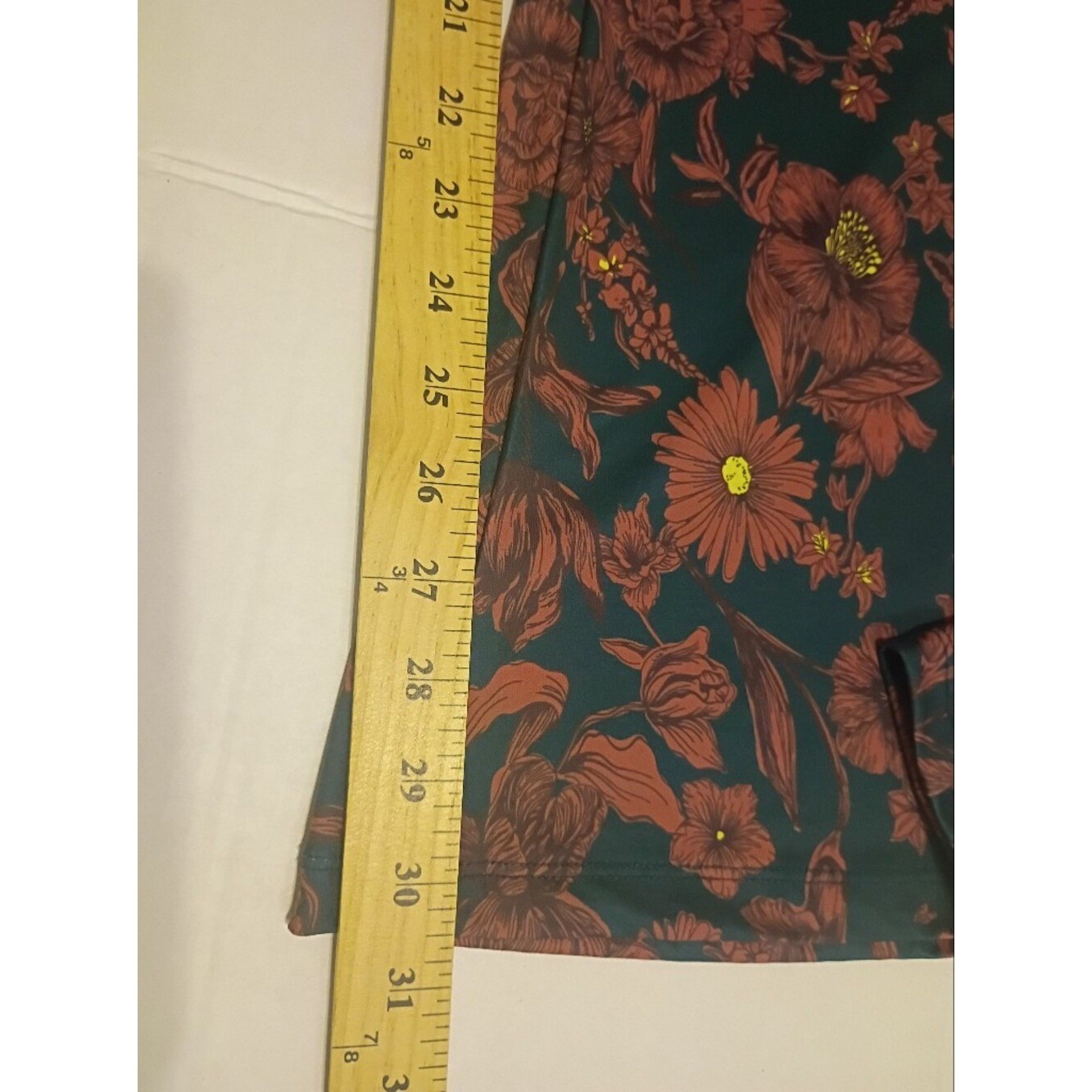 High-Rise Floral Flare Pants in Aqua Green and Rust Sz L