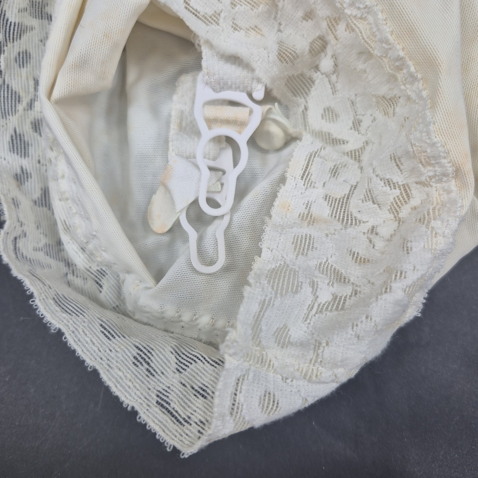 Vintage Beige White Leading Lady Style 751 Control Lace Girdle Pin Up Garters