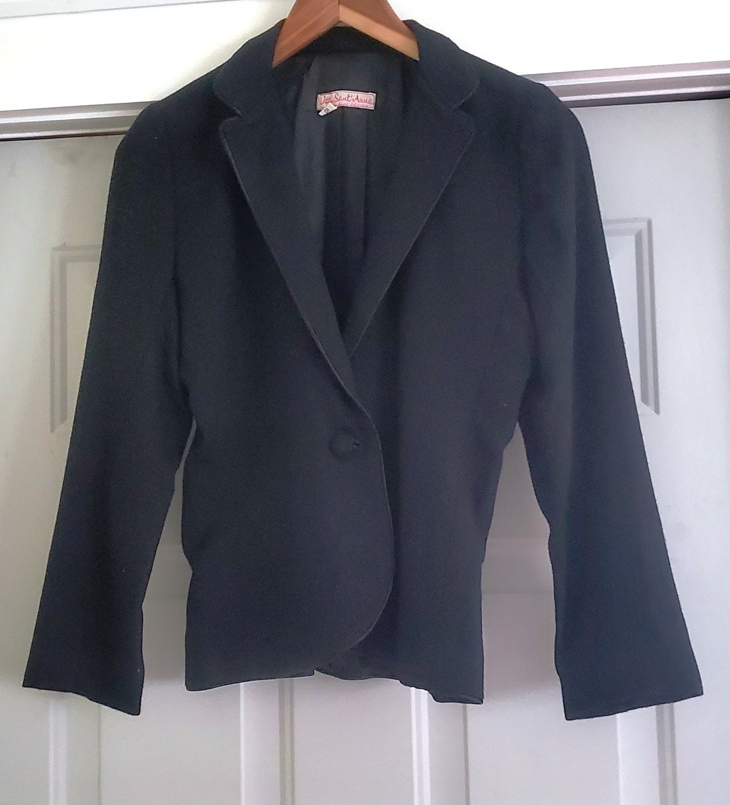 Vintage Iza Sant’ Anna Black Wool Crepe Blazer Jacket