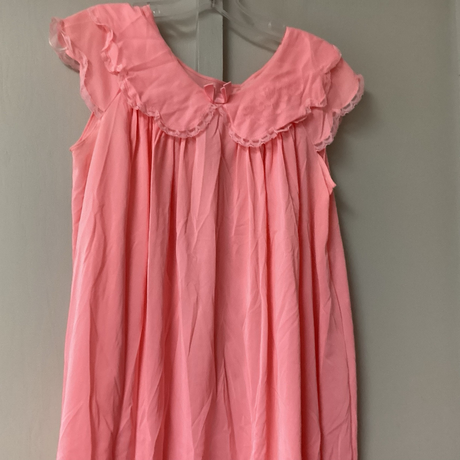VTG Shadow Lane 2 Piece Size Small Night Gown & Robe Coral Lace Silky Flowers