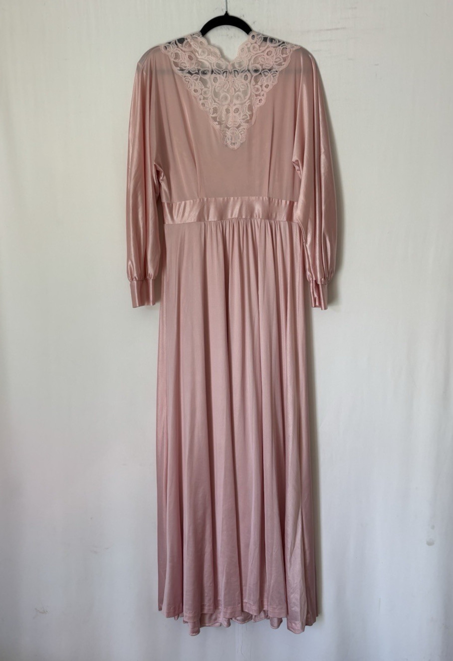 Vtg Lily Of France Robe and Long Slip Large Pink Blush Satin Lace