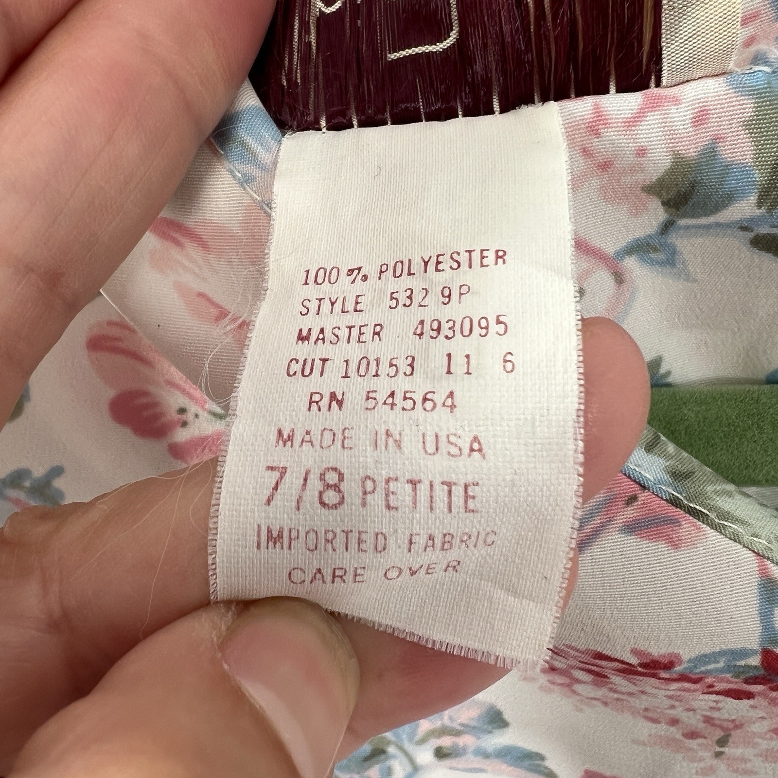 Vintage 80s Pellini Petites by Von Bramlett dress Pink floral 7/8P cottage