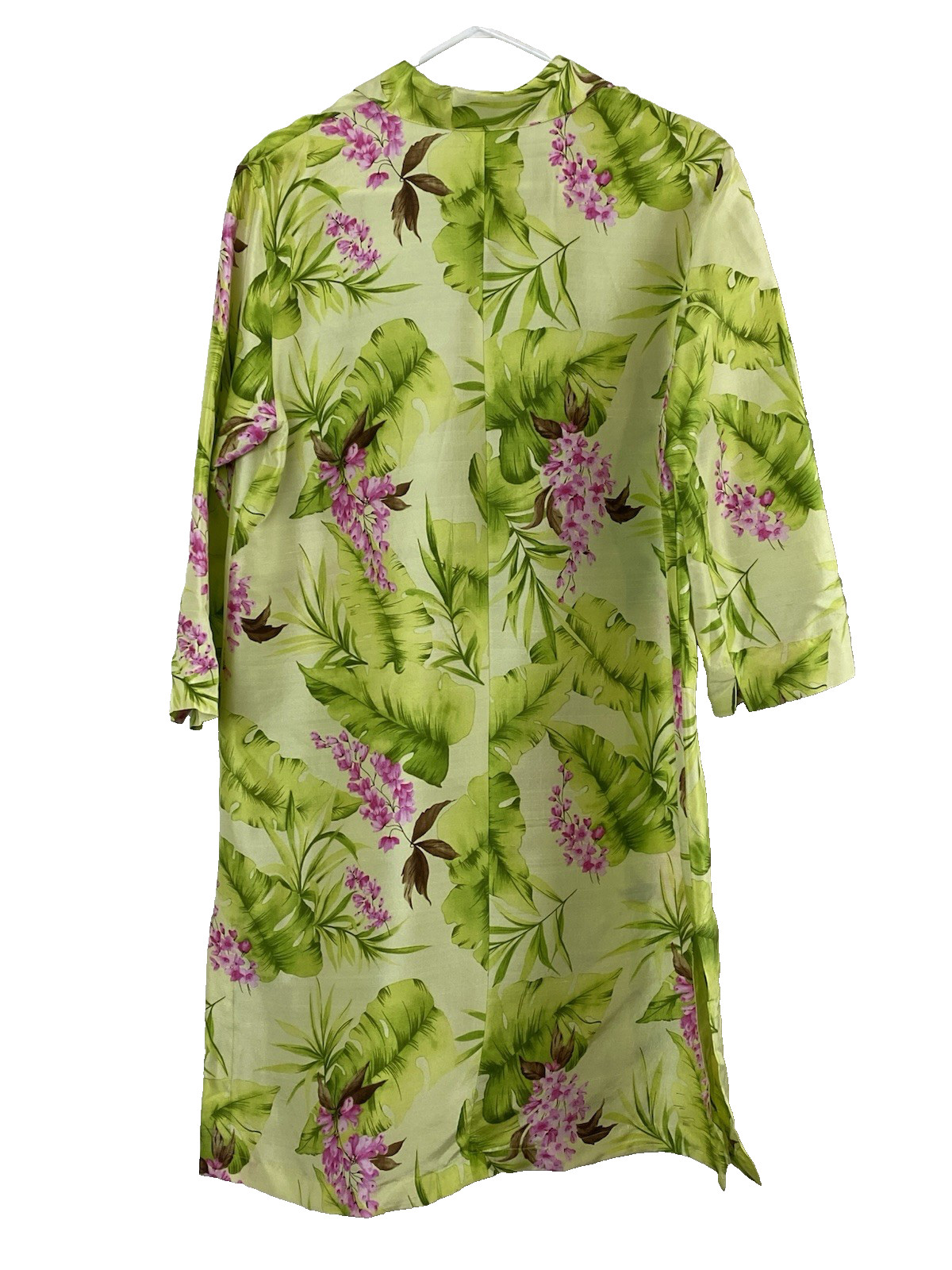 Vintage Harve Benard Womens Tropical Floral 100% Silk Shirt Dress 6 Watercolor