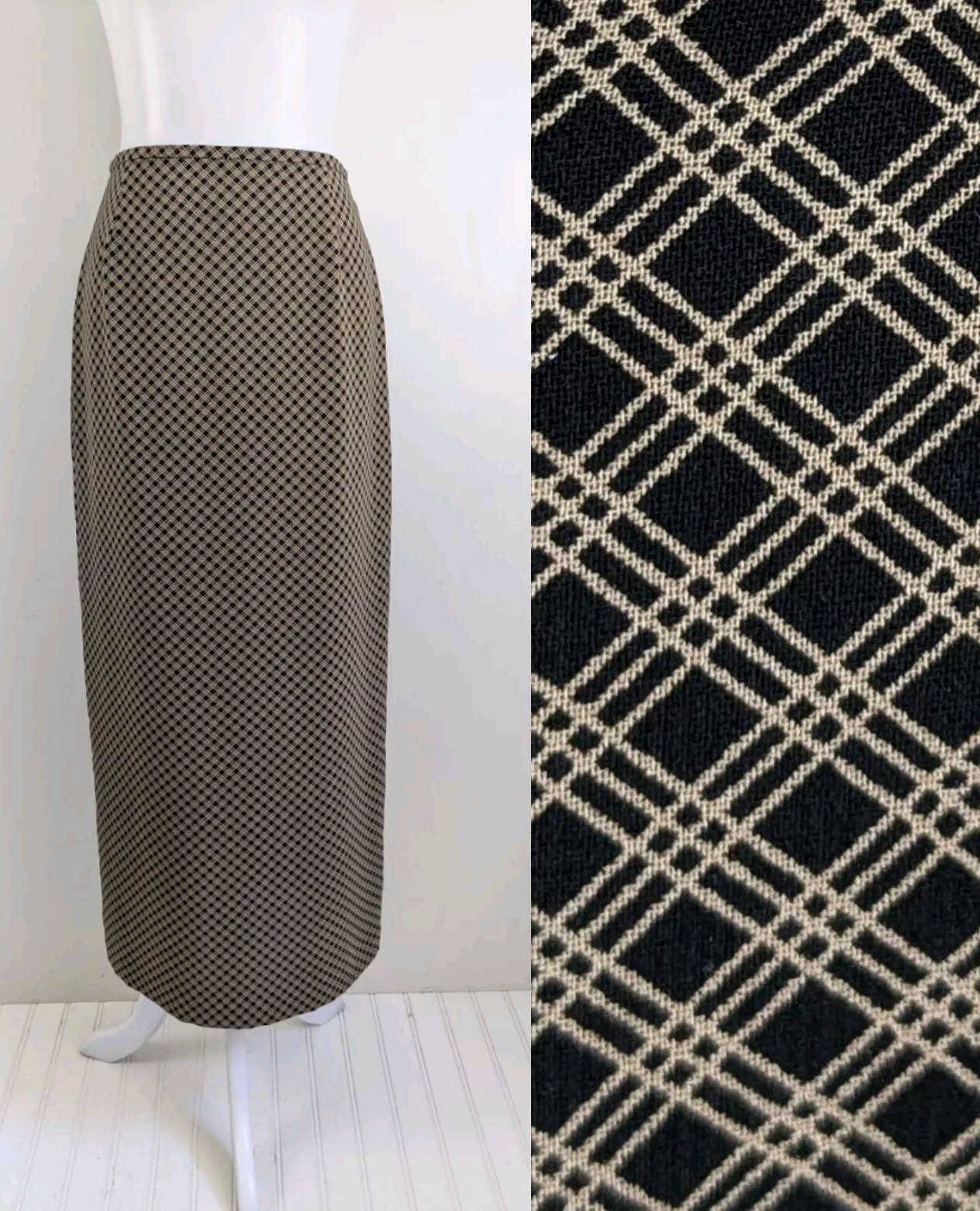 Vtg 90s Casual Corner Straight Maxi Skirt High Waist Minimalist Neutral Modest 4