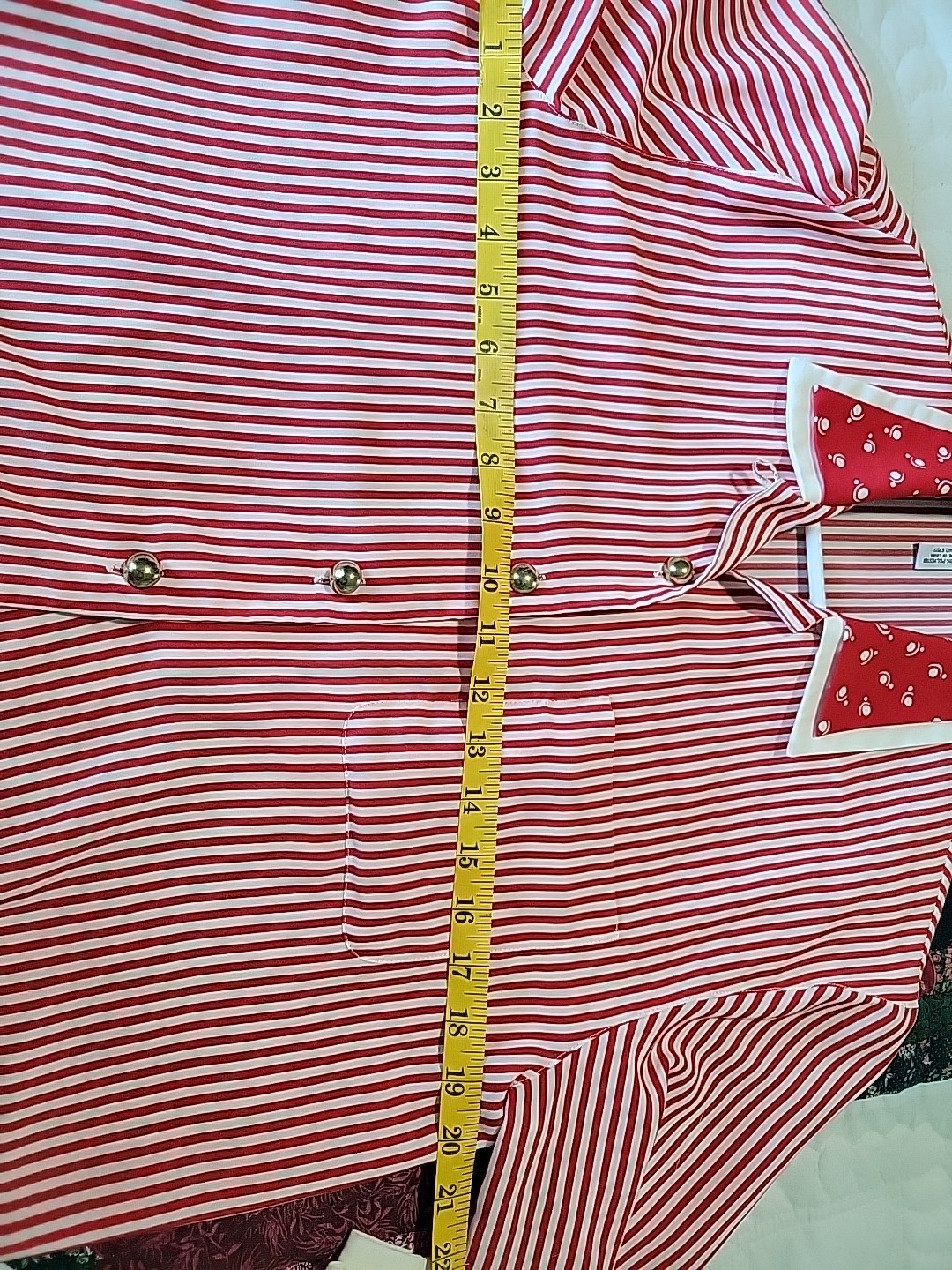 Vintage Women’s Blouse Top SIZE 8 red & White Stripe SK & CO Polyester Fabric