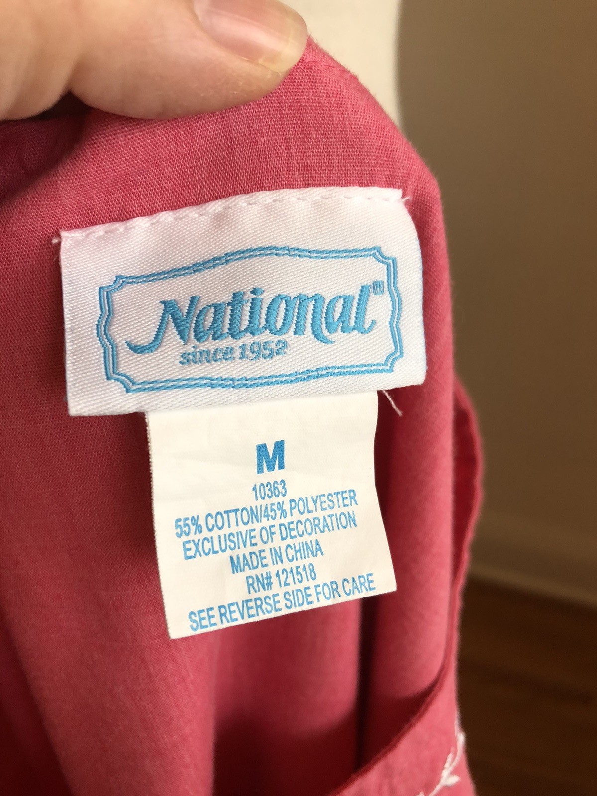 ADORABLE VTG NATIONAL Pink Cotton White Embroidery Housedress Loungewear SZ M