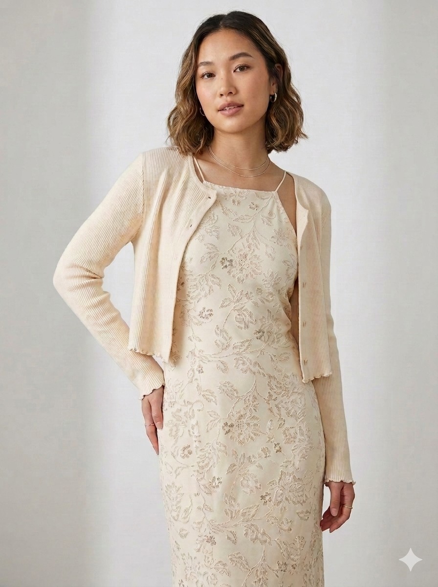 En Focus Studio Boho Floral Halter Maxi Dress & Matching Knit Cover Sweater Set