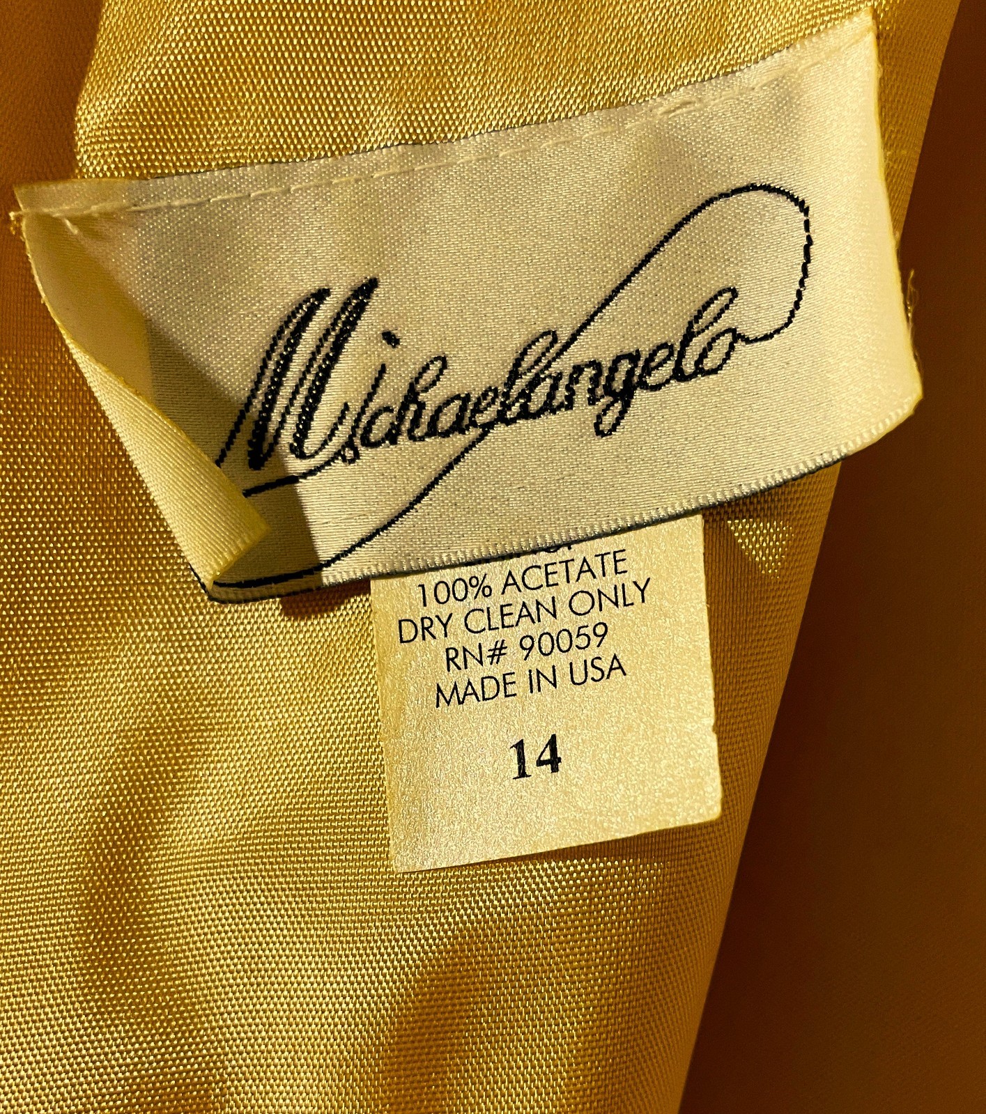 VTG Michaelangelo Pale Gold Sleeveless Sheath Maxi Dress Gown 14