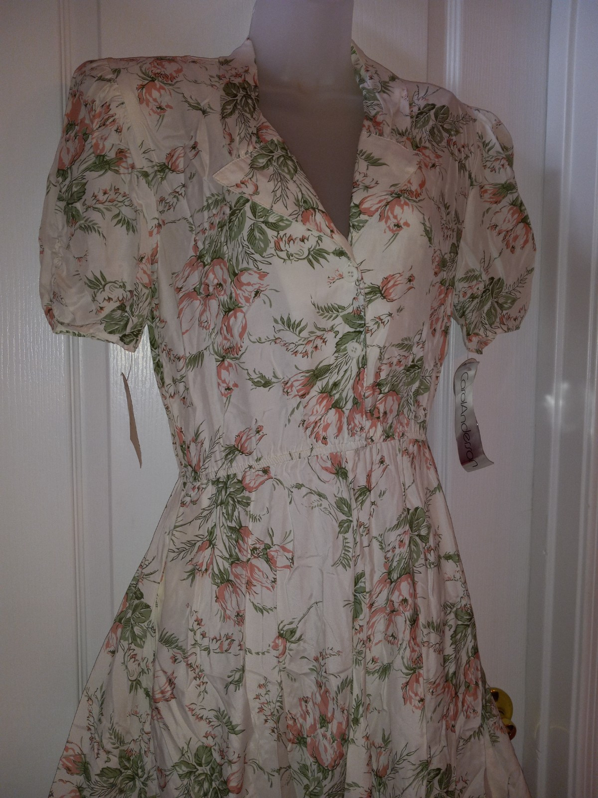 Vintage Carol Anderson Rose Bouquet Novelty Print Rayon Dress Cottagecore NWT