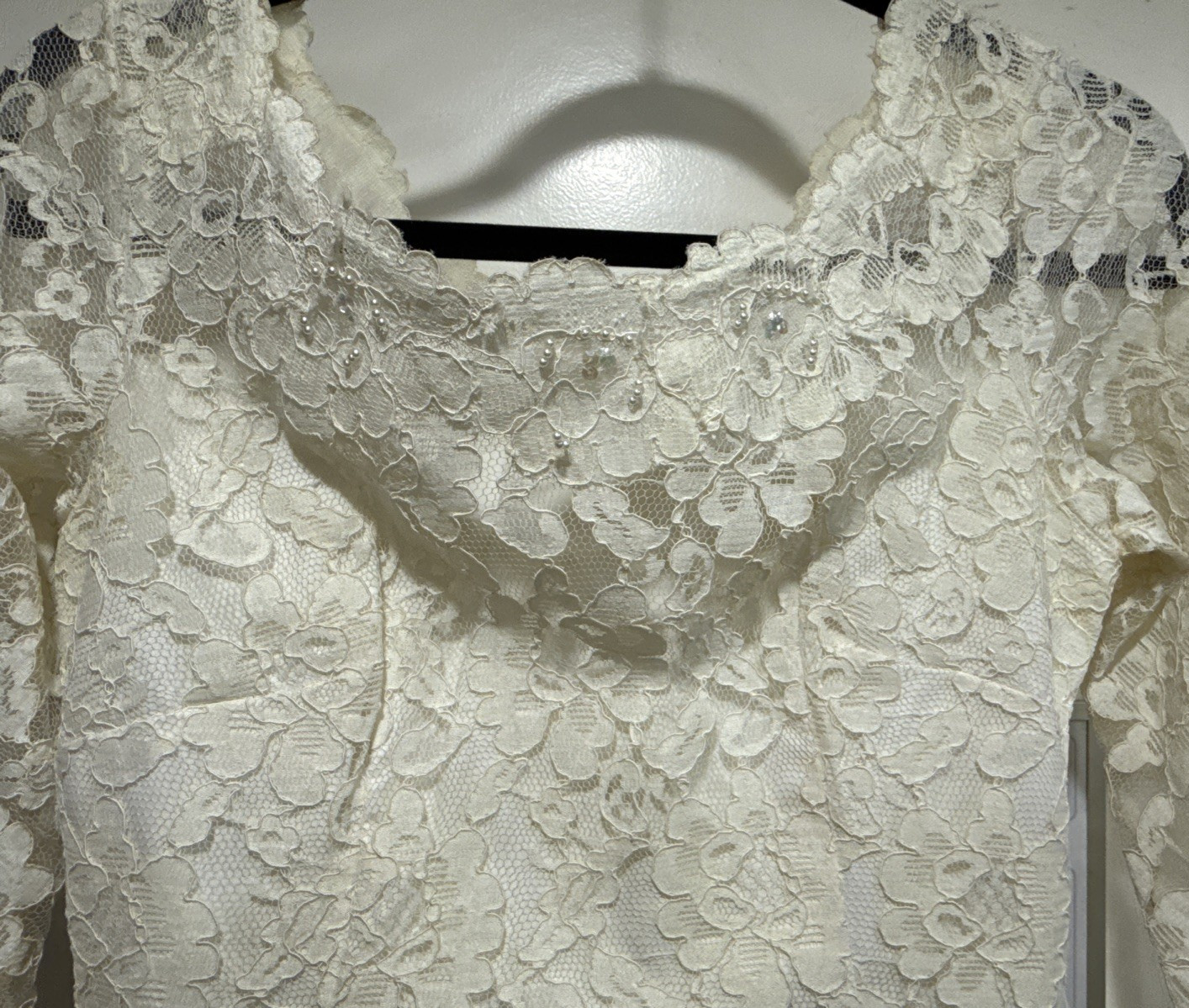***ANTIQUE/VINTAGE 1967 Lace Sheath LS Wedding Dress w/Satin Cape Sz 5/6 L@@K***