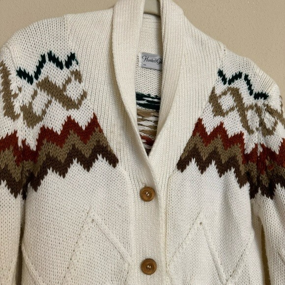 VTG Hunter’s Glen Knit Cardigan Sweater Boho Western Country Retro Sz L Cottage