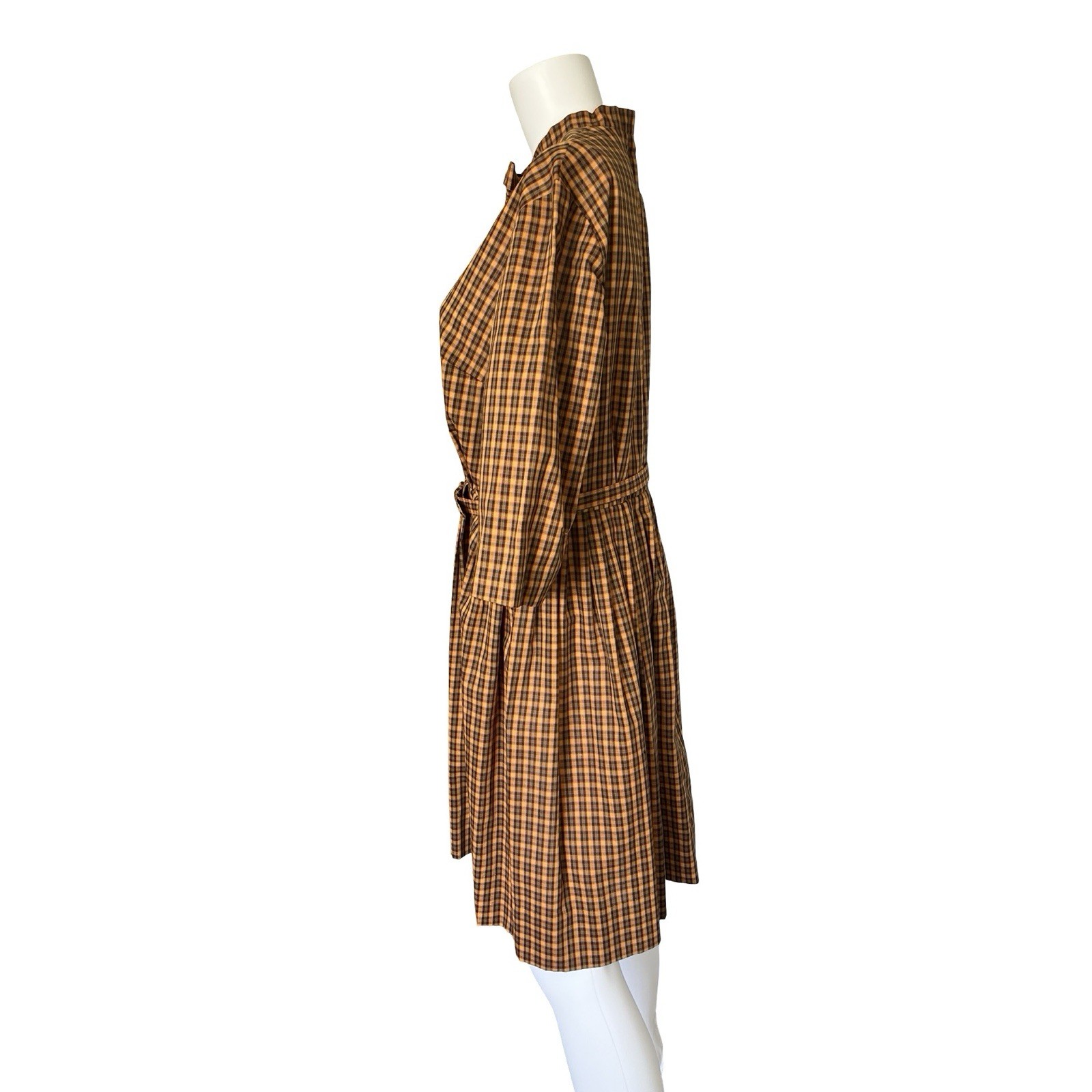 Vintage 60s 70s Martha Manning Orange Plaid Dress Academia Womens Union Made
