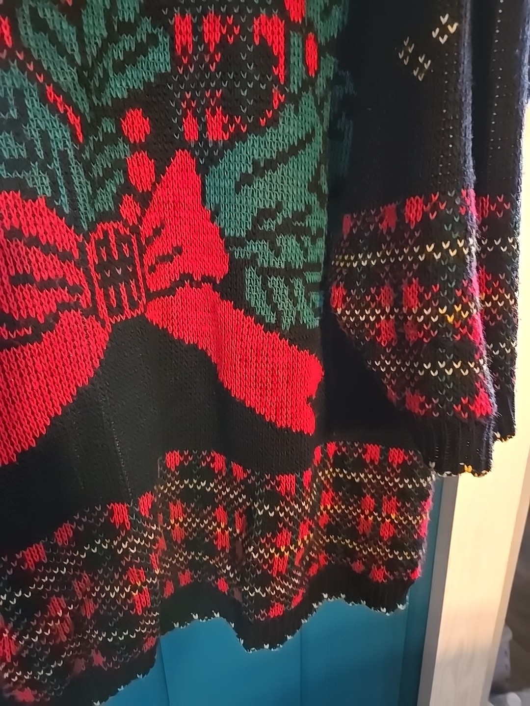 Vintage Christmas Sweatshirt Candle Bows Holiday Time XL Black
