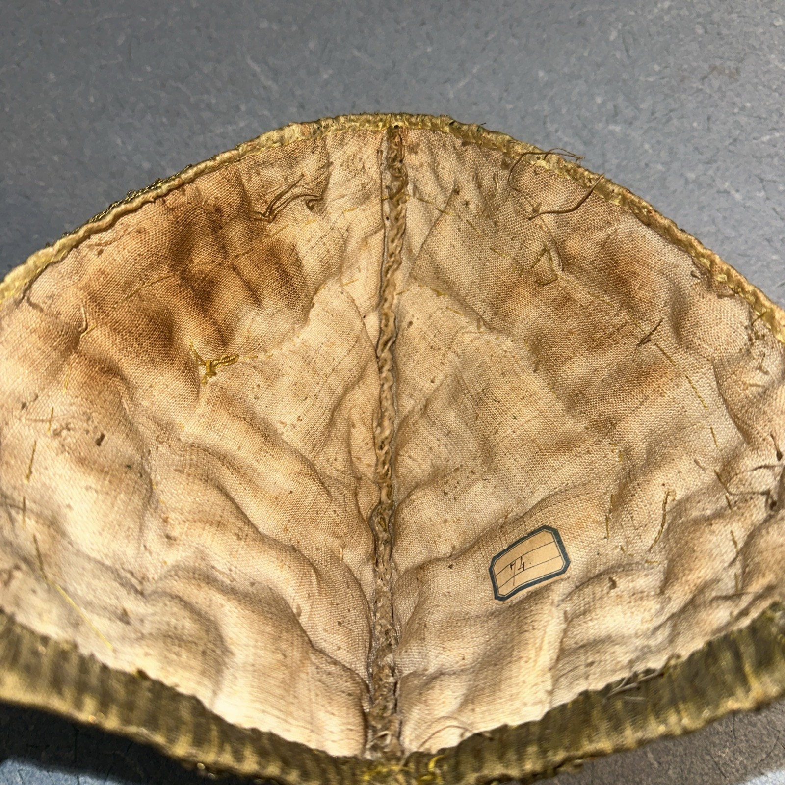 Antique 18th Century Fine Woman’s Hat Coif Gold Floral Designs European Beaded