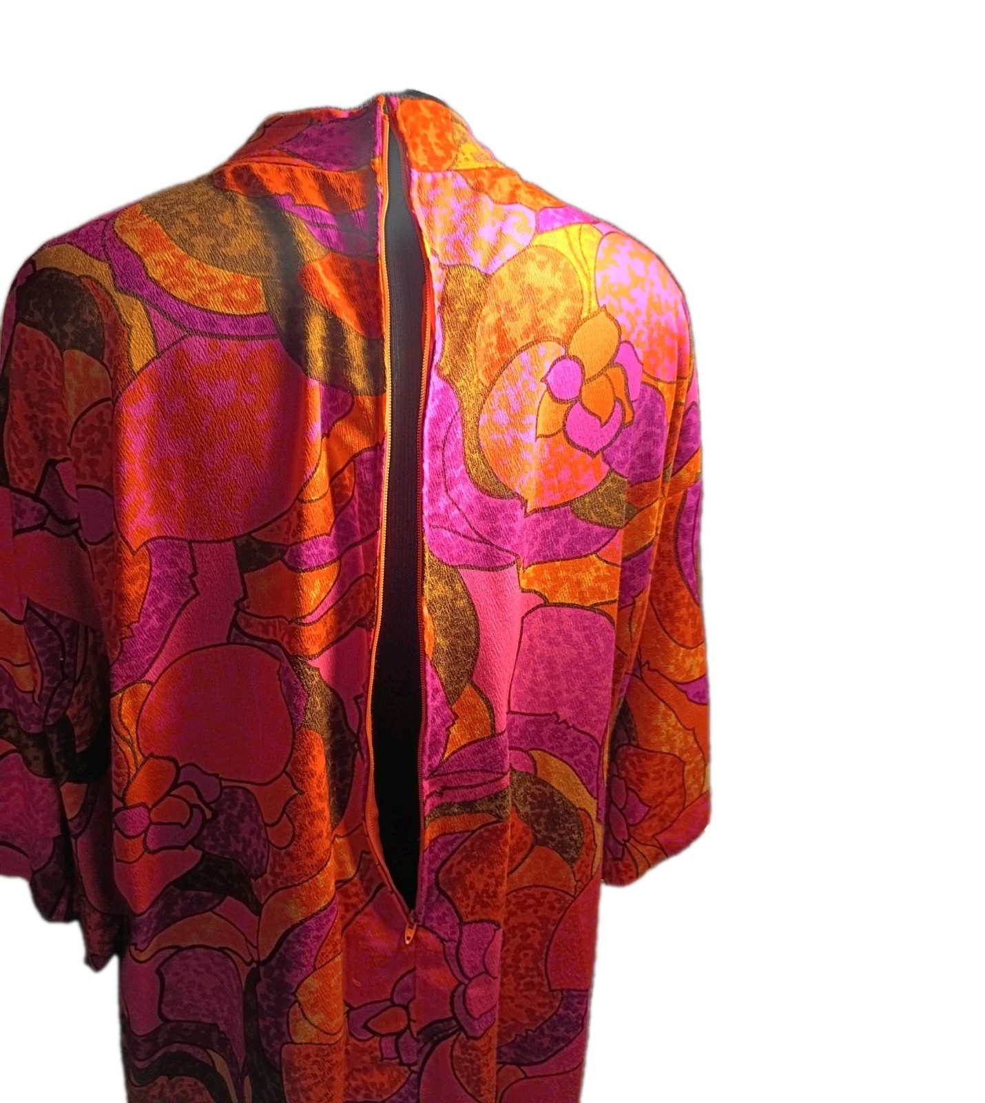 Vtg Waltah Clarke Groovy Mini Dress Flower Power Blouse Honolulu w/ Pocket
