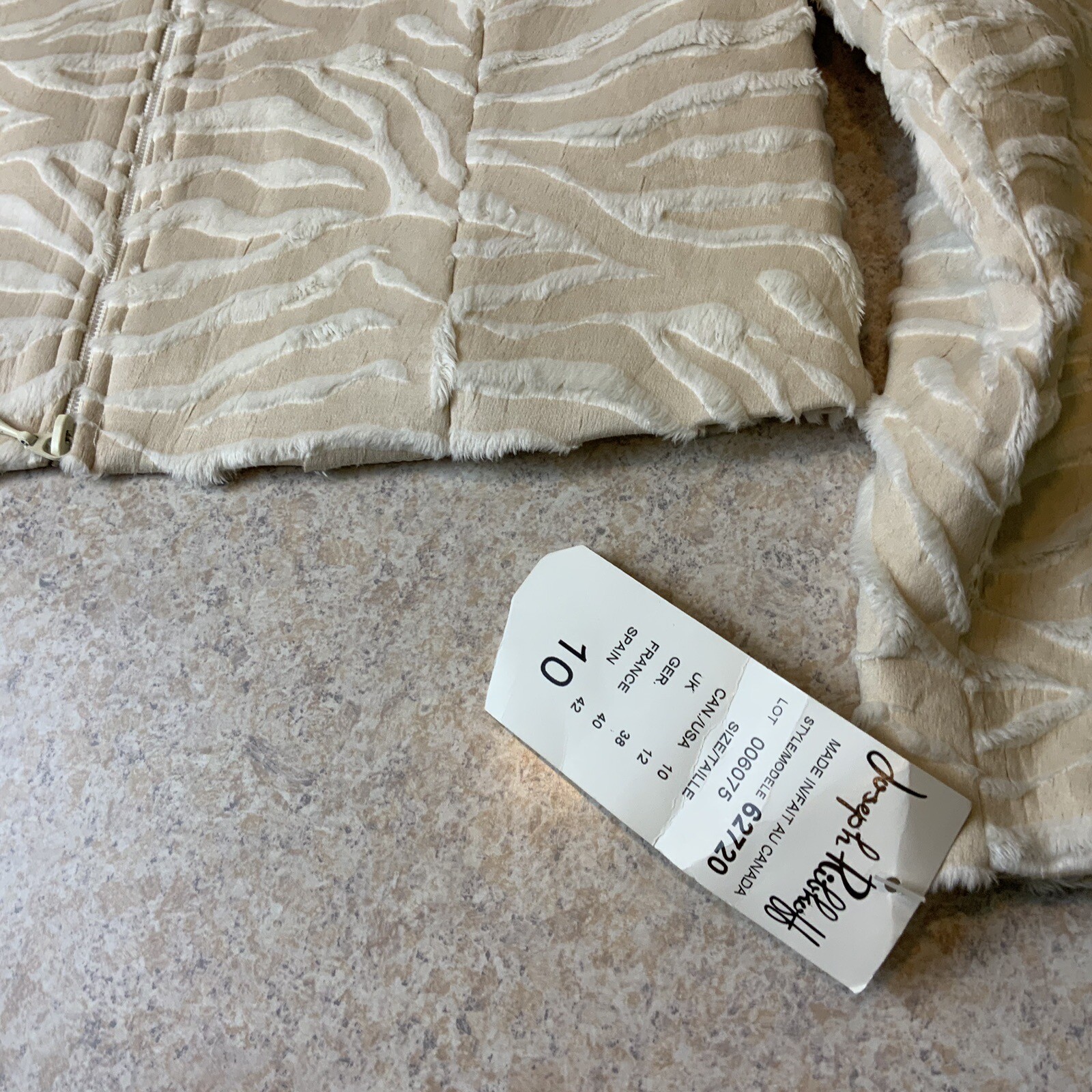VTG Joseph Ribkoff Women’s 10 Cream Ivory Faux Fur Full Zip Jacket NWT
