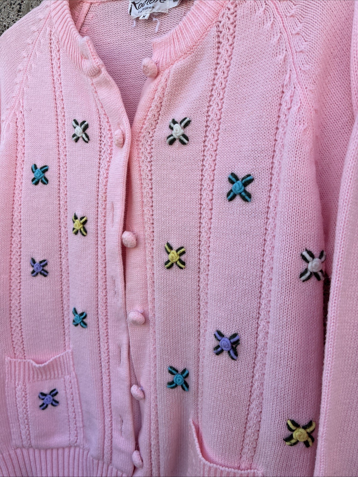 Adorable Vintage Rochelle California Pink Pastel 90’s Sweater Ladies M Very Nice