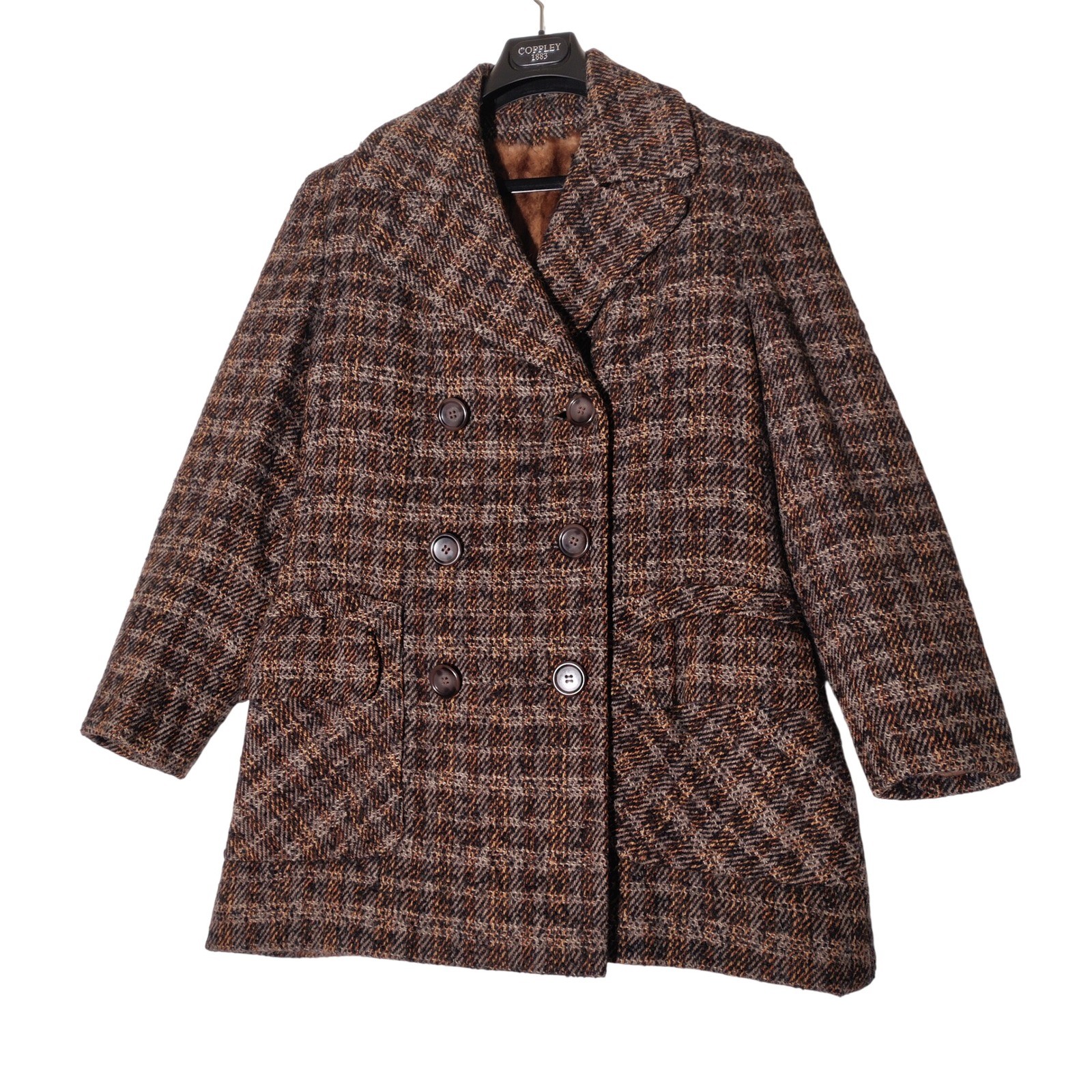 Vtg Brown Tweed Coat with Fur Lining – Repair or Restoration – See Measurements