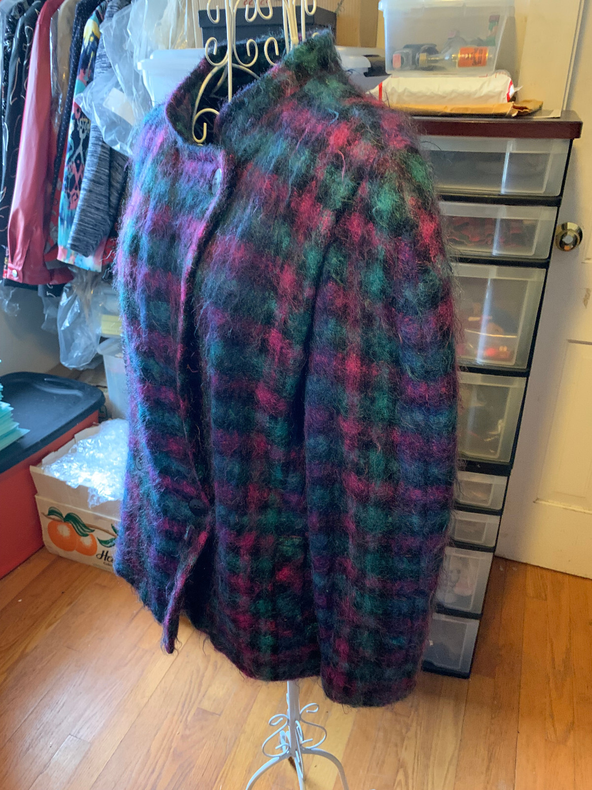 *VINTAGE* 1980s LOMBARDI INC. Mohair Plaid Jacket / Coat – Size 14