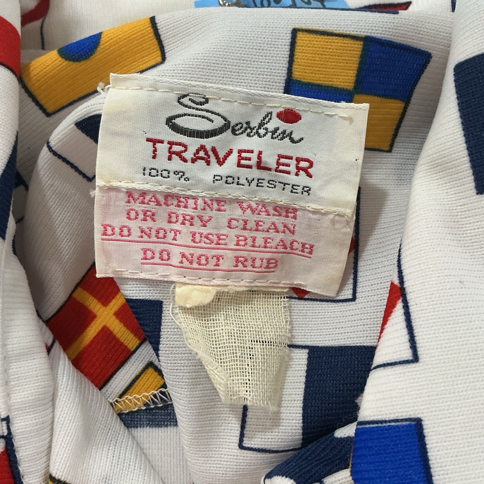 VTG 60s/70s Serbin Traveler Nautical Flag Mod Shirt Dress L XL Prop Yacht Rare