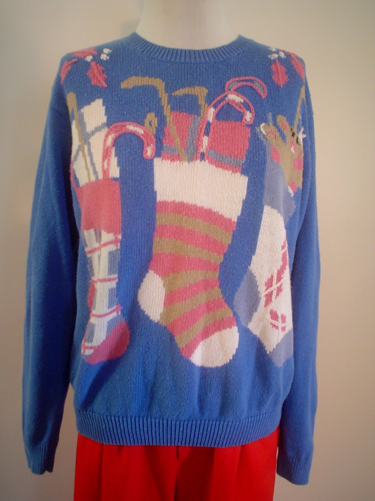 Vtg Leon Levin GOLF Christmas Sweater Hand Loomed Bust 44 Plus Size Large