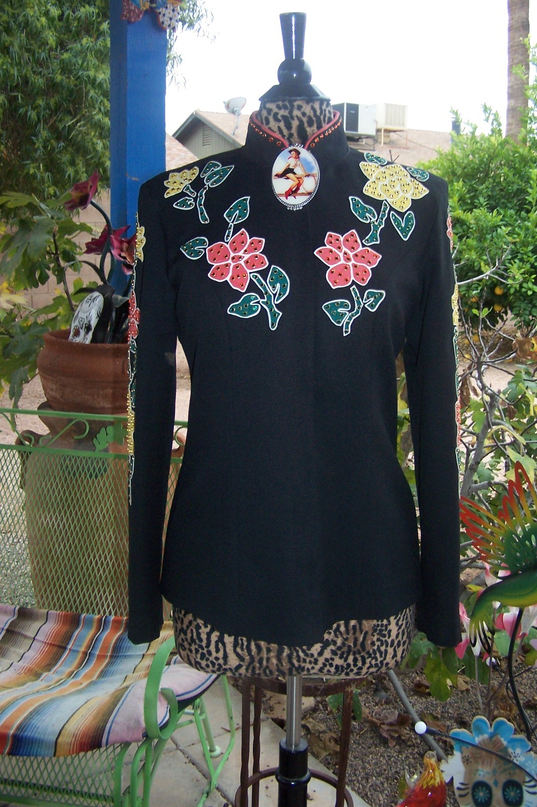 Custom Rodeo Queen Nudie Style Rhinestone Inlay Equestrian Western Show Jacket