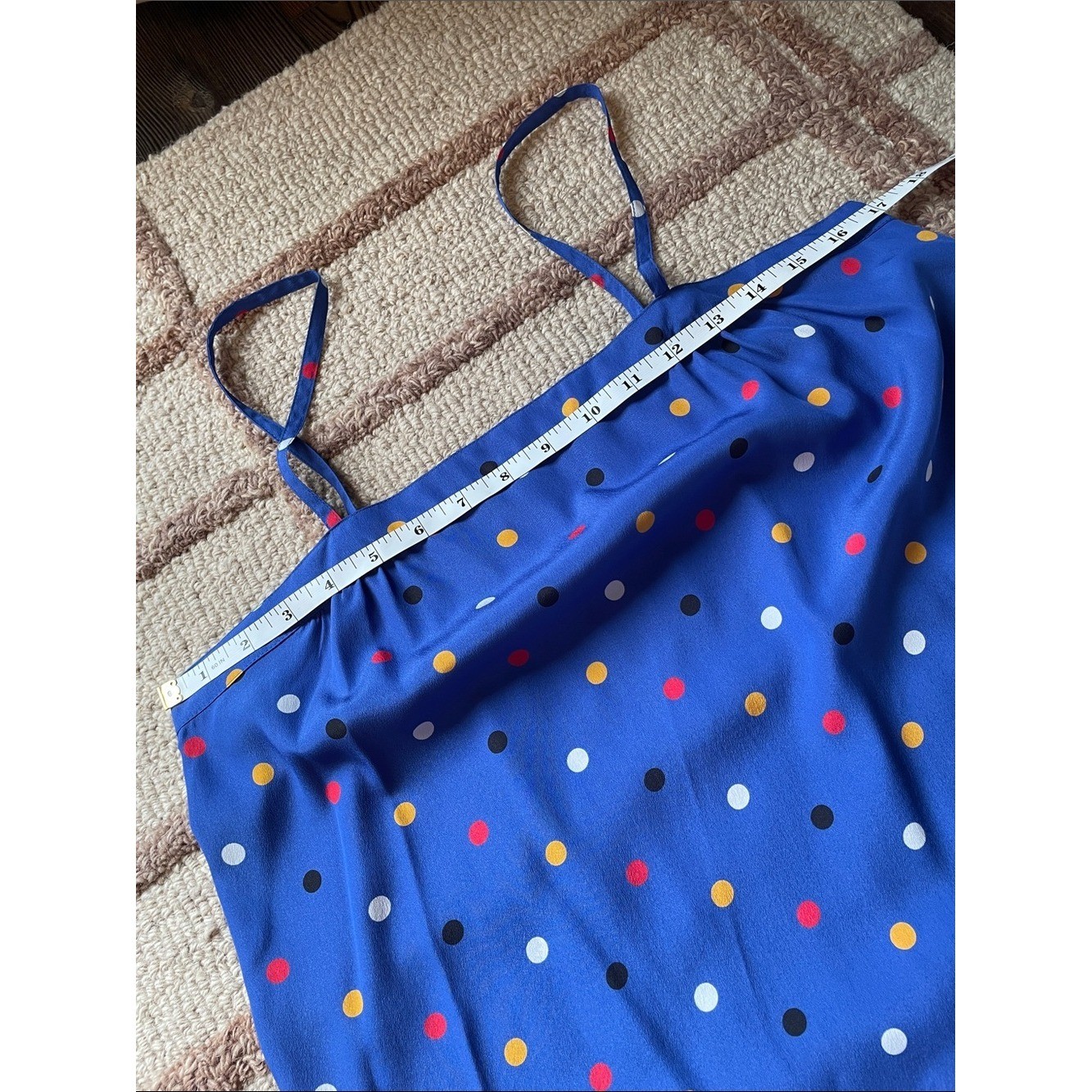 Vintage Sasson Blue Sleeveless Silky Polka Dot 2 Piece Dress & Black Blazer Sz M