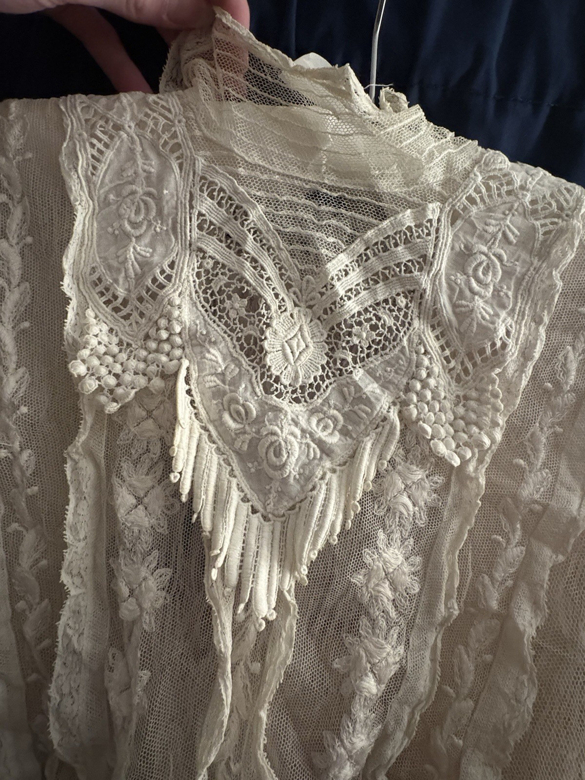 Antique 1900s Edwardian Net And Lace Blouse.