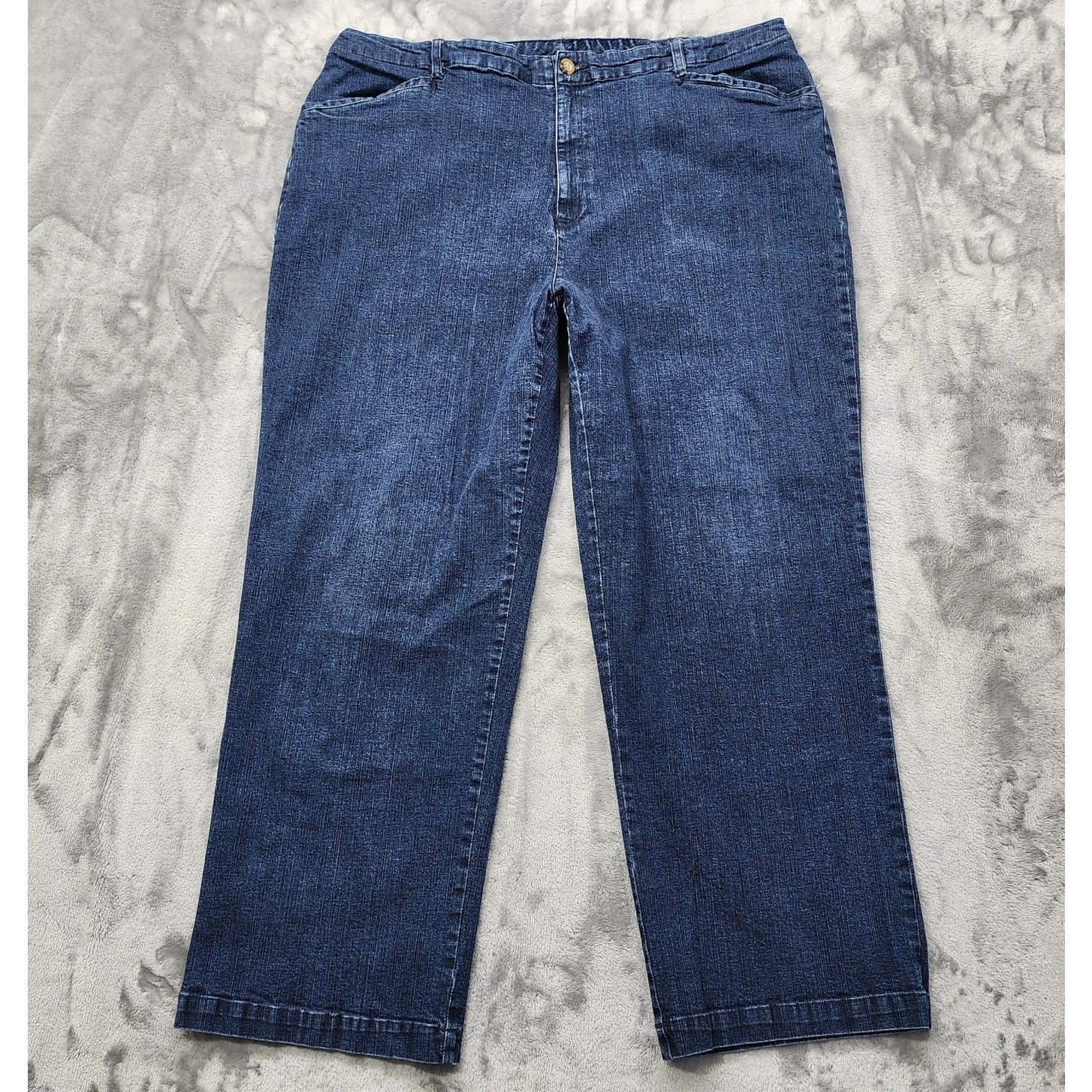 Vintage White Stag Jeans Womens 22W Blue High Rise Straight Leg Stretch Denim
