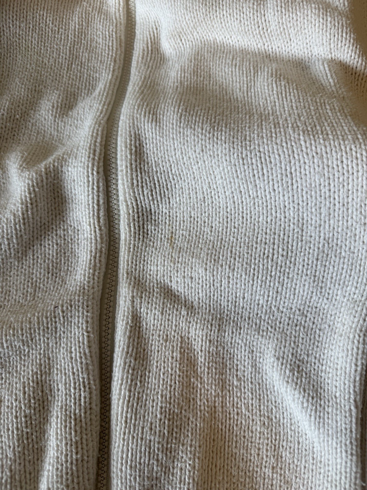 VTG Alps Women’s Sweater Size Large Ivory 100% Cotton Double Pocket Chunky Zip