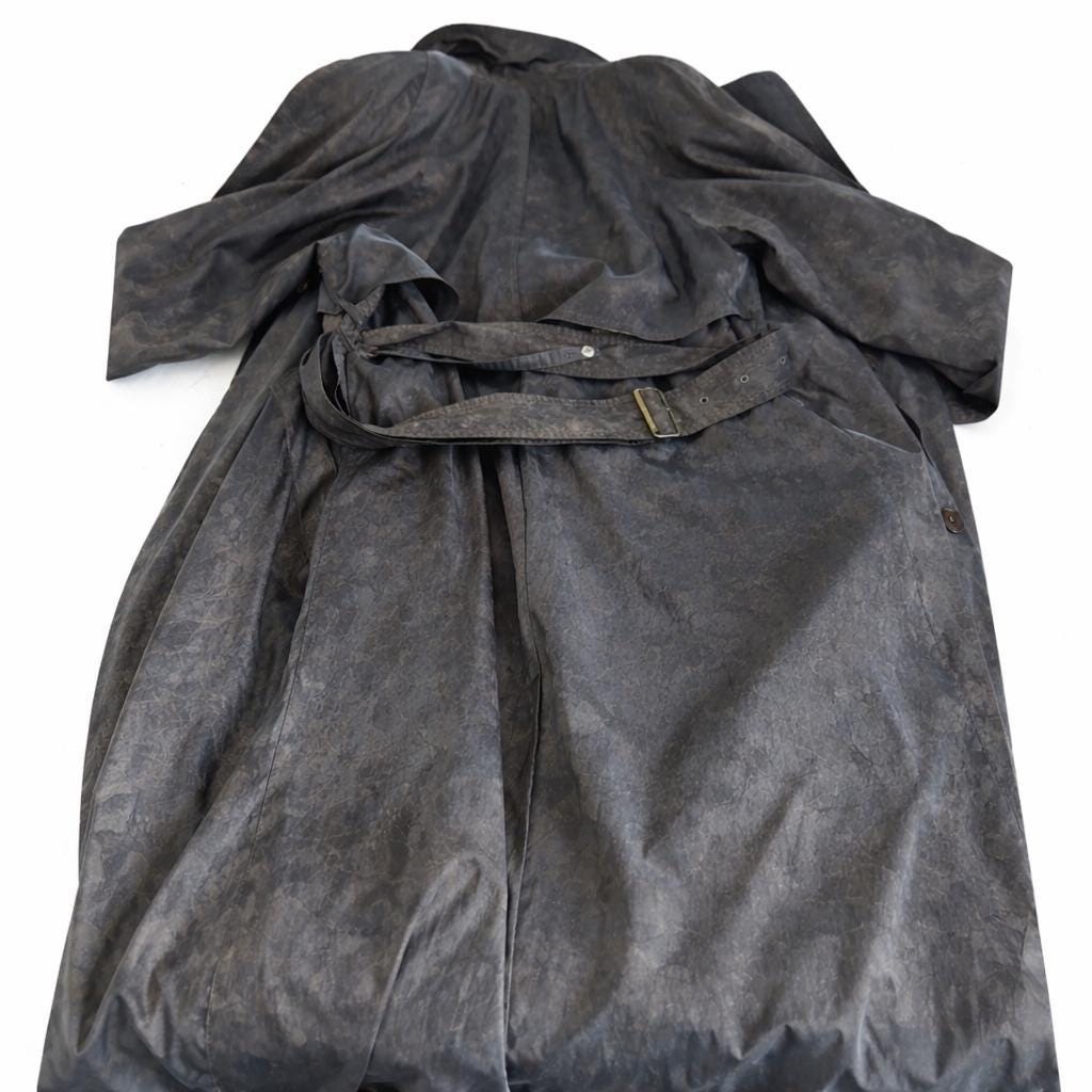 Vintage 90s London Fog Blue Gray Jacquard Trench Duster Jacket Women’s Size 10
