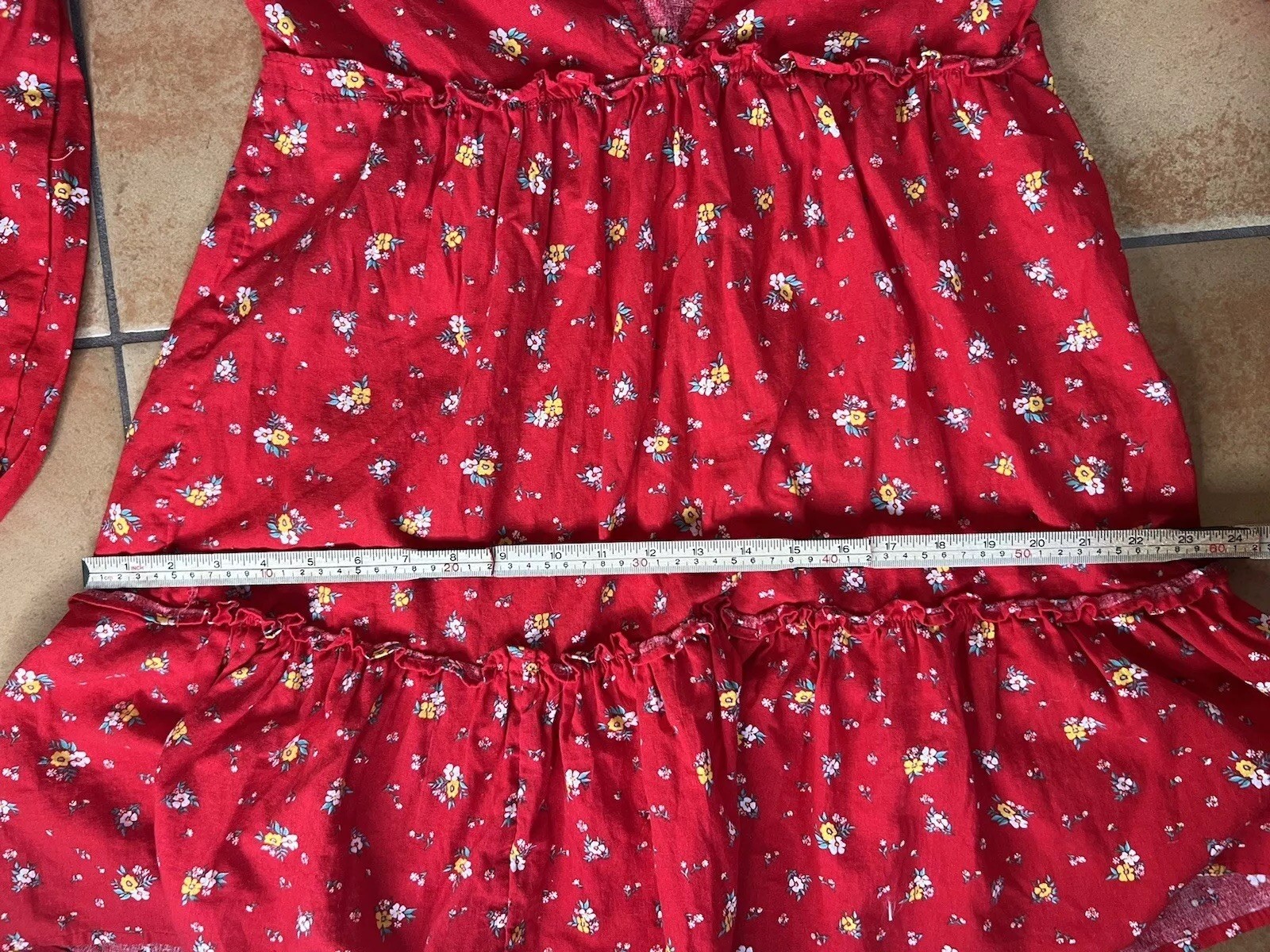 Retro 70s Red Prairie Mini dress Billabong X Wrangler Western VTG Cottage Boho
