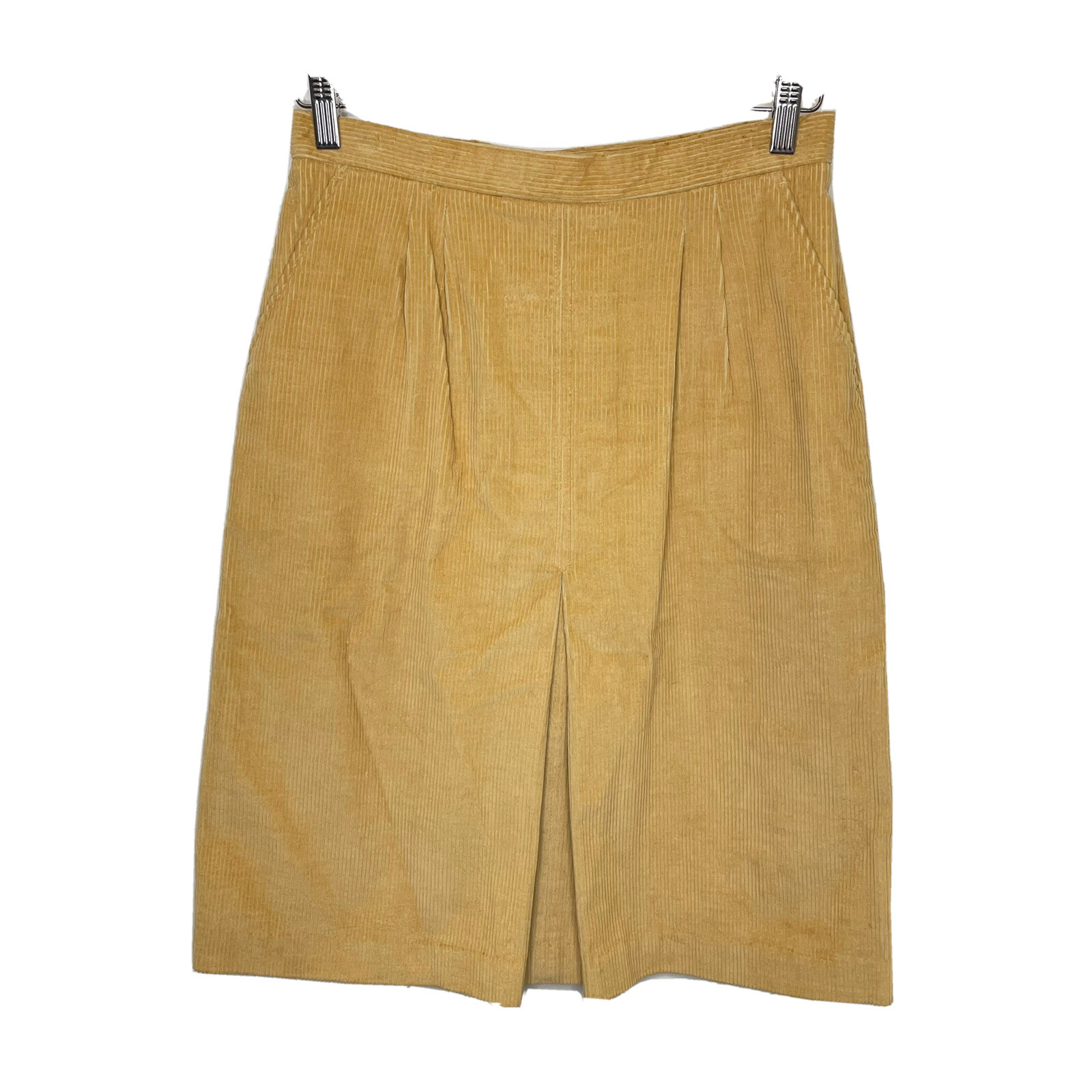 Vintage Picket & Post Corduroy A Line Skirt 14 Petite Pockets Beige Knee Japan